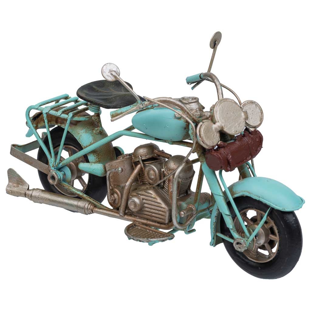 Moto Métal Bleue 19.5x8x11.5h Cm