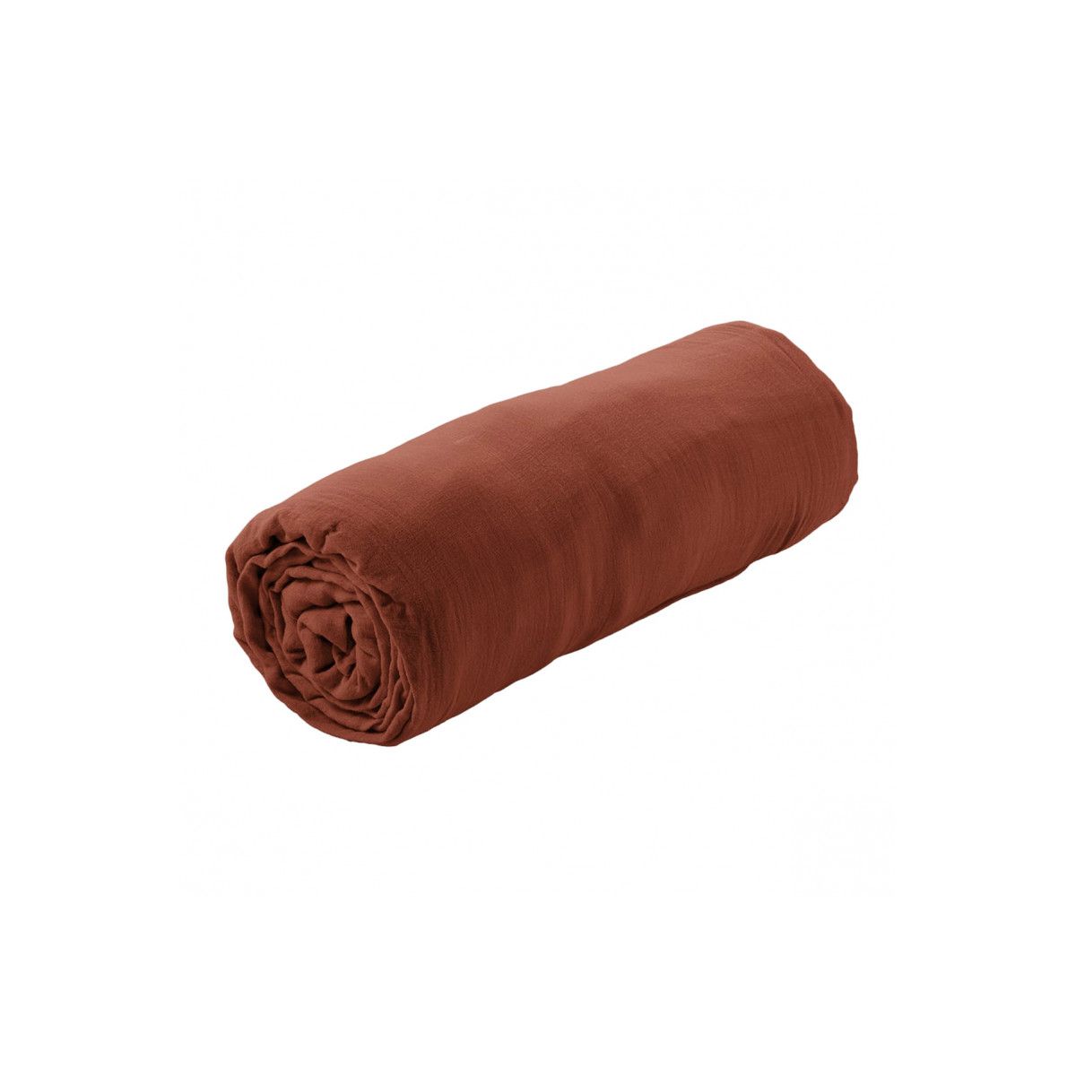 Ourea - Drap Housse 200x200cm Gaze De Coton Terracotta