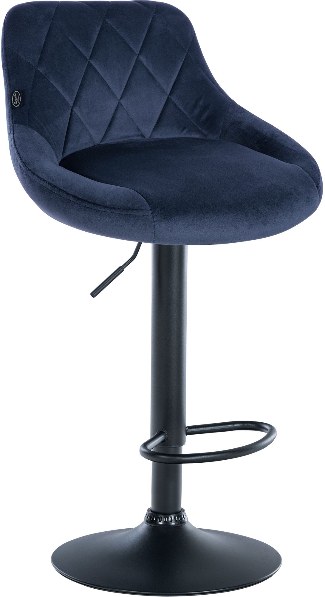 Tabouret De Bar Lazio Velours Noir Bleu