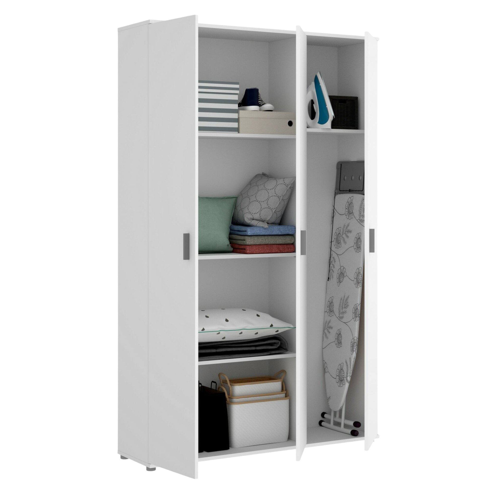 Grande Armoire Polyvalente Effet Bois Blanc 116x35 Cm