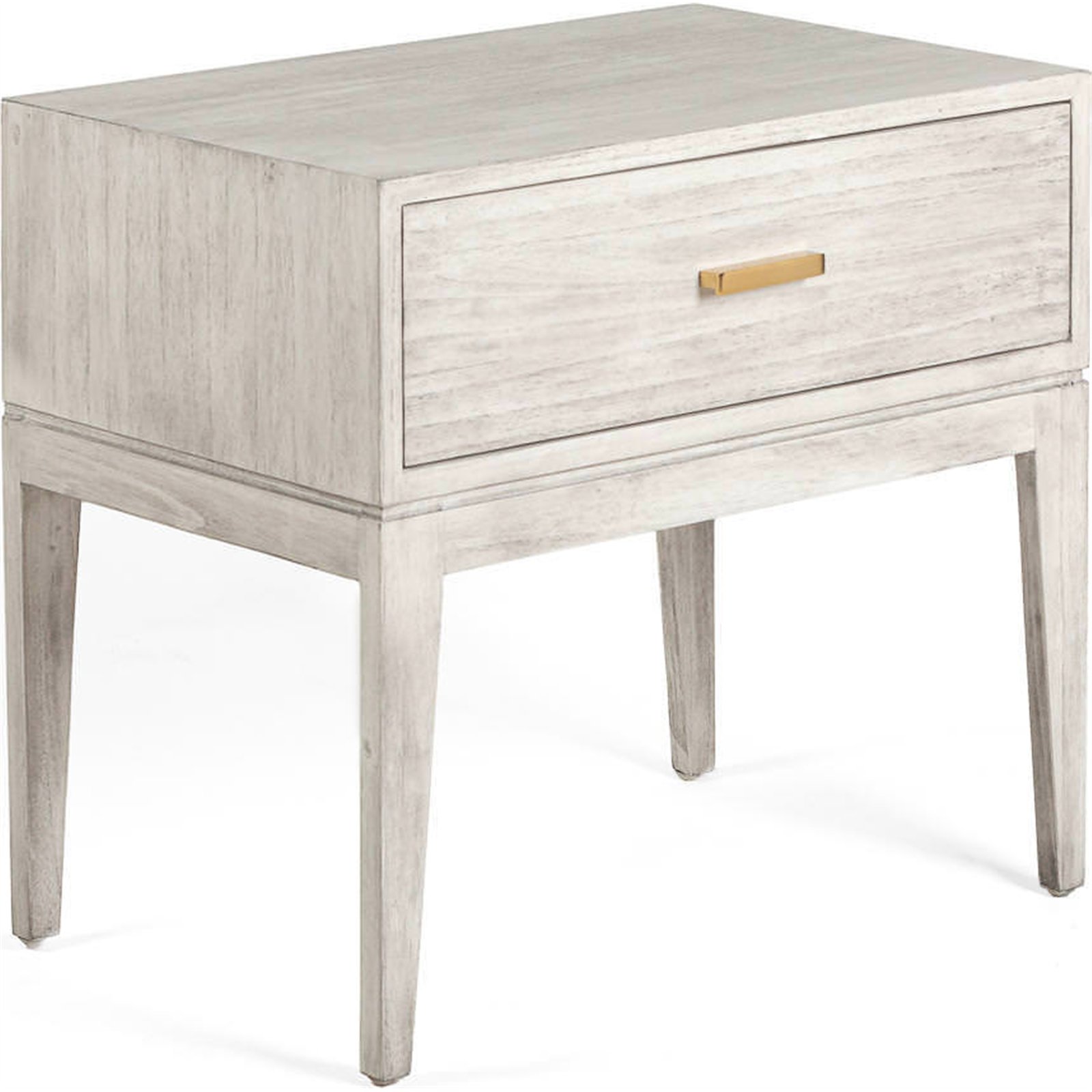 Table De Chevet En Cèdre Gris Voilé Doré - Gris Voilé Et Doré
