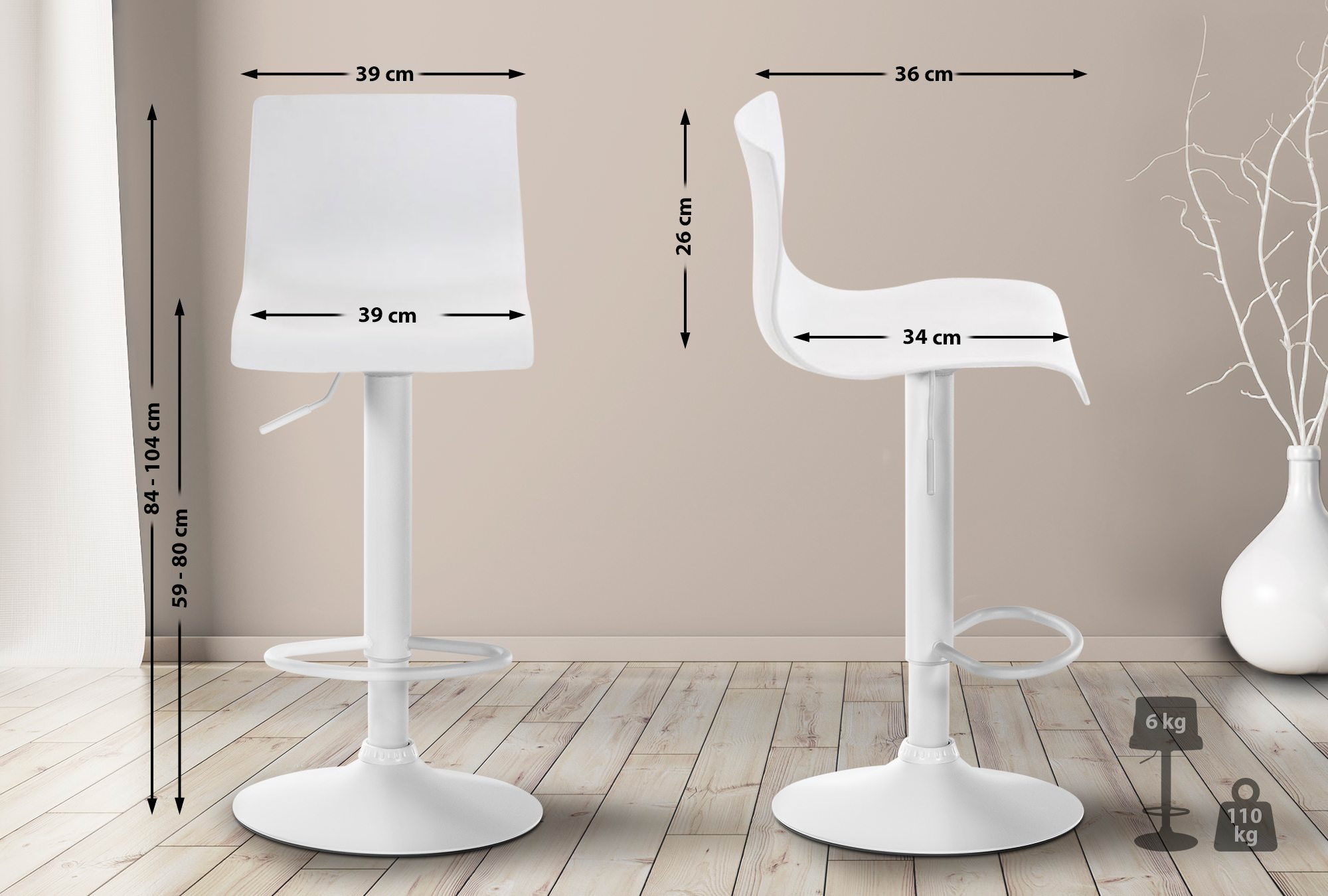 Tabouret De Bar Hoover W Blanc