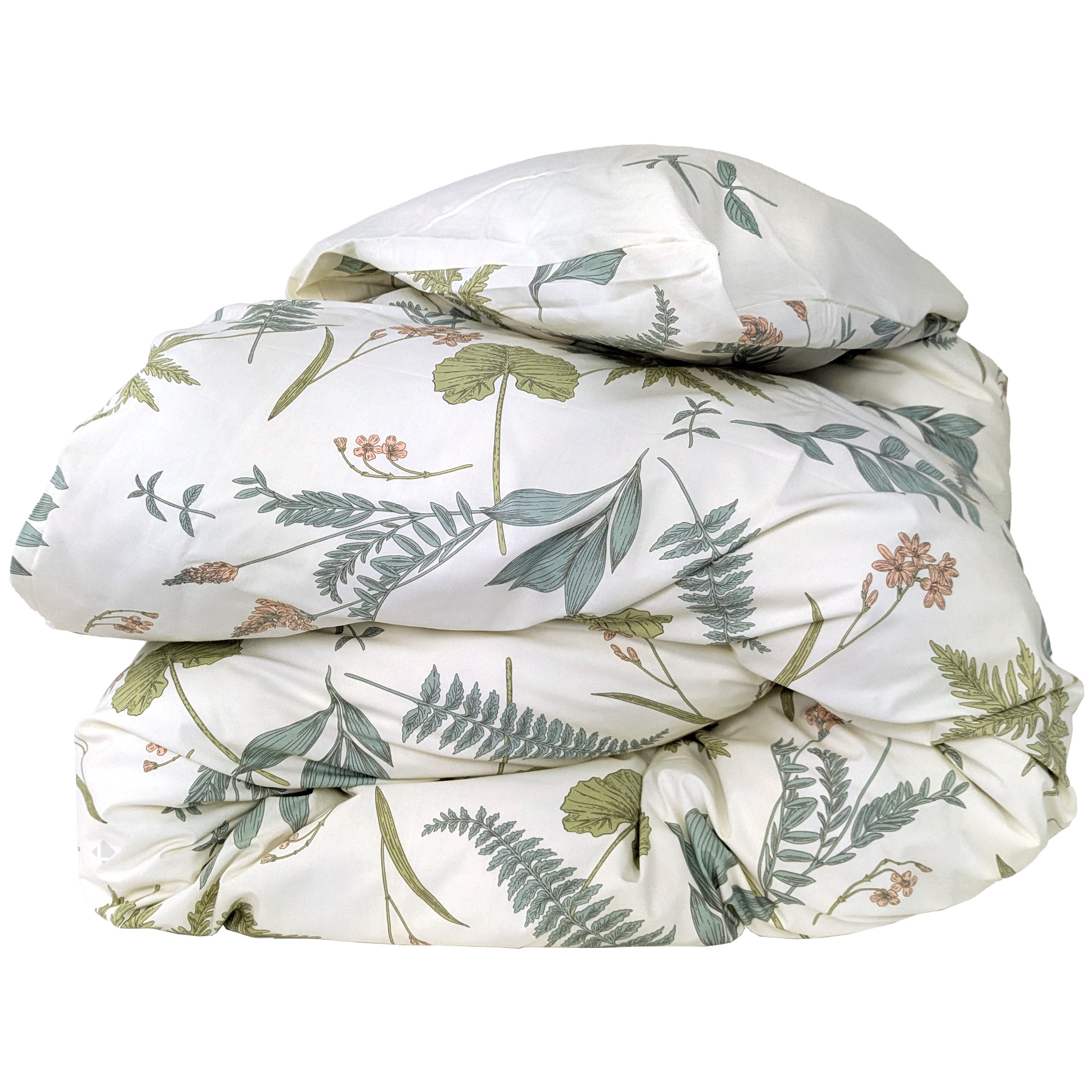 Housse De Couette 240x220 Cm Percale Coton Féerie Blanc Sauge