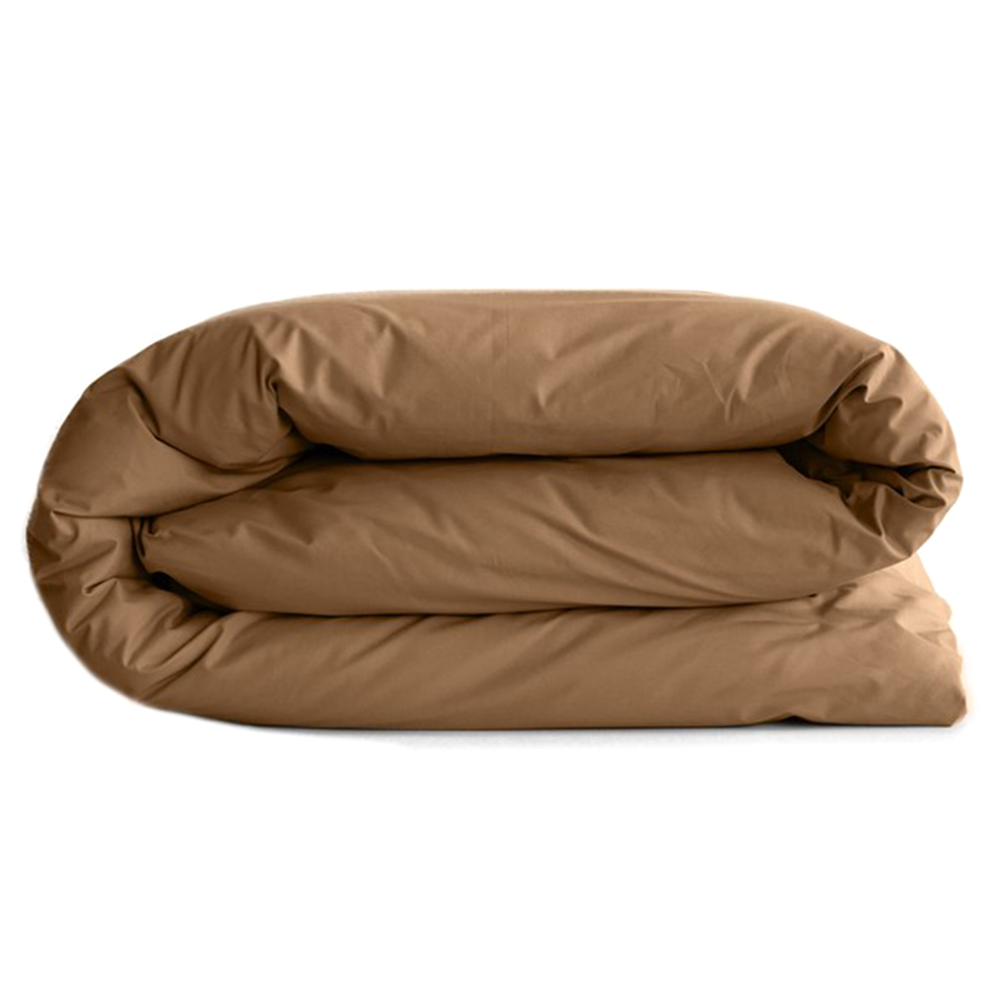 Housse De Couette Uni 140x200 Cm Percale De Coton Manoir Marron Cognac