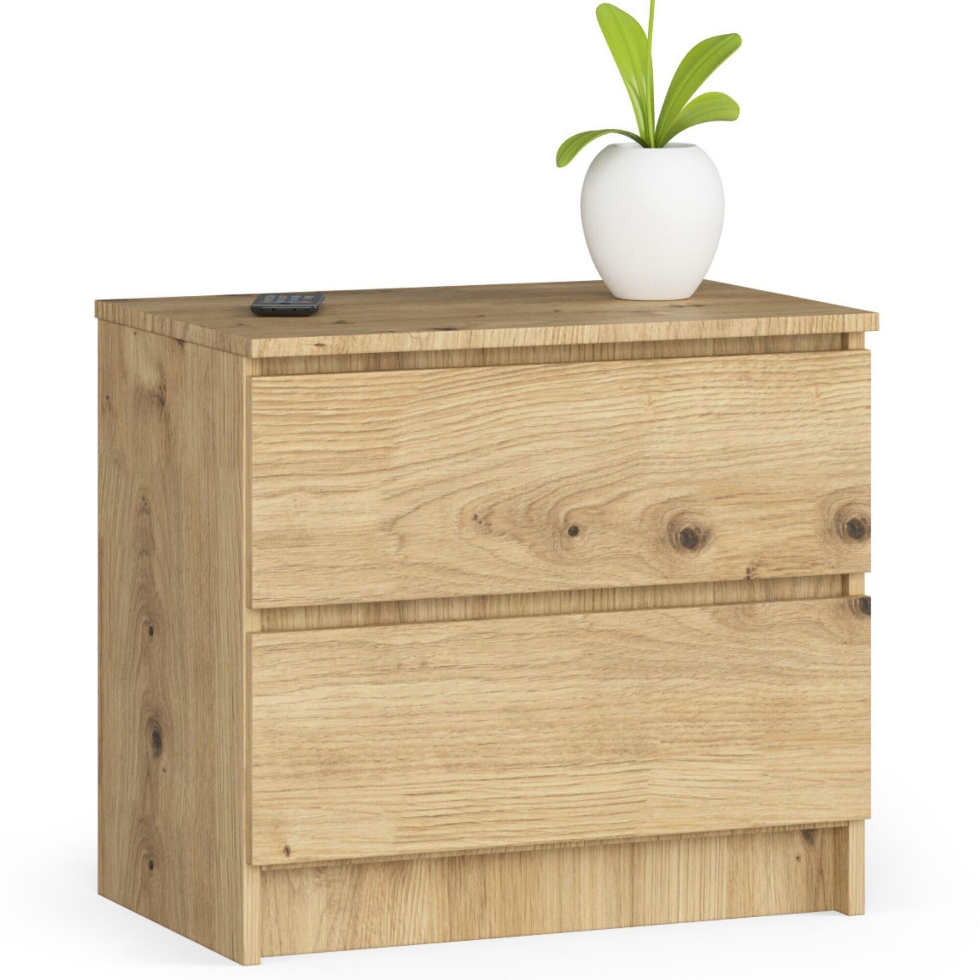 Commode Akord K60 Chêne Artisan 60 Cm 2 Tiroirs Façade Chêne Artisan 60x40x55 Cm