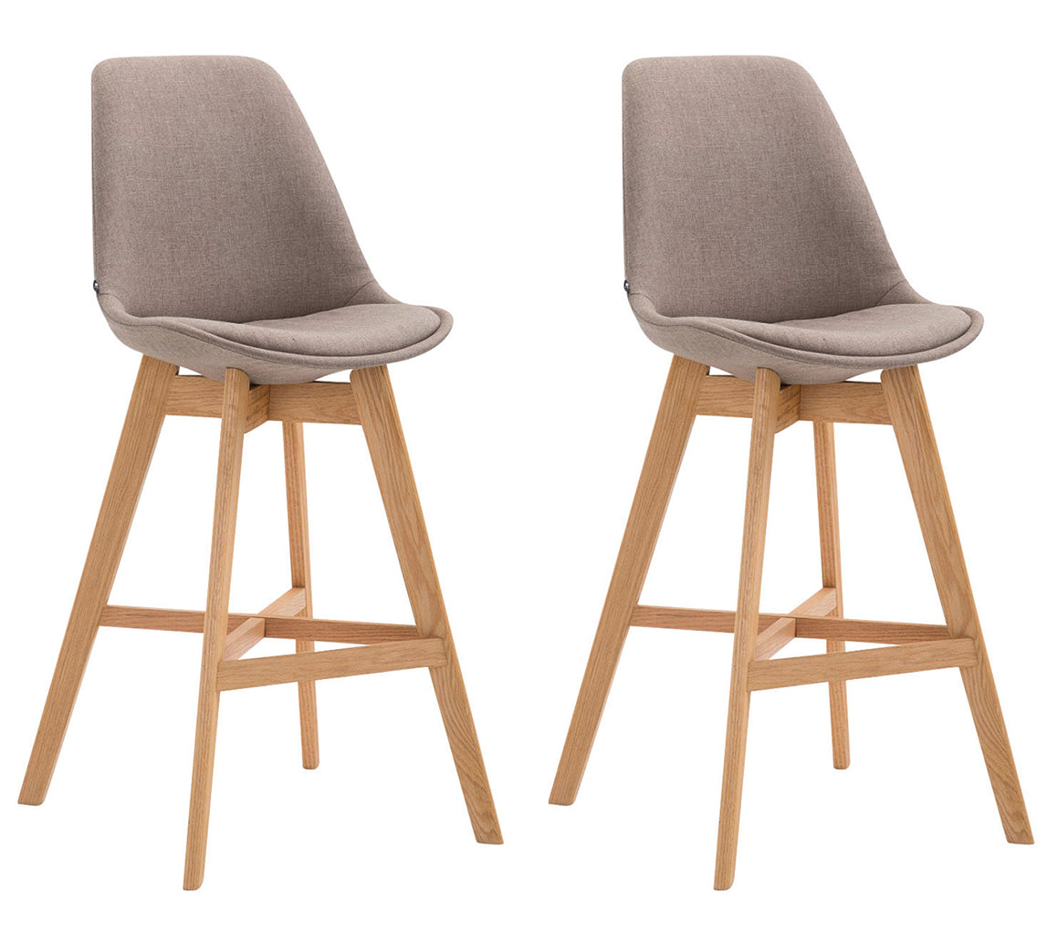 Lot De 2 Tabouret De Bar Chaise Haute Design Moderne En Tissu Taupe 10_0001297