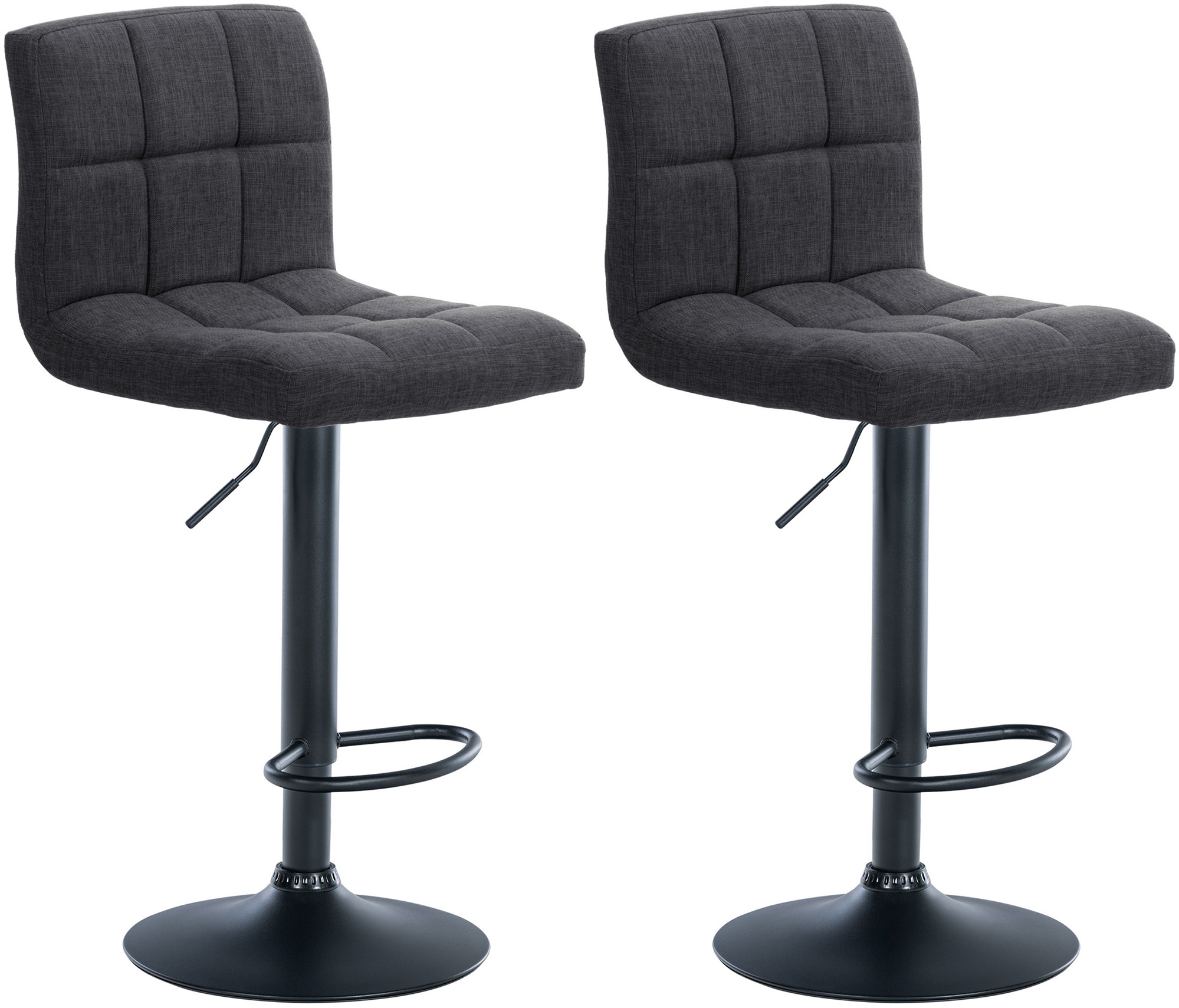 Lot De 2 Tabourets De Bar Calma Tissu Noir Gris Foncé
