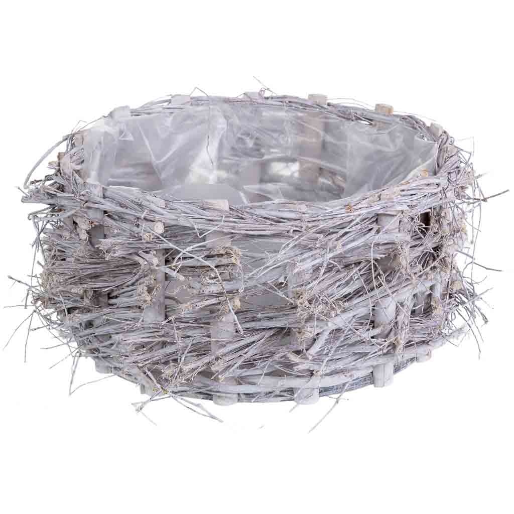 Panier En Osier Gris Rond 28 X 28 X 12 Cm H