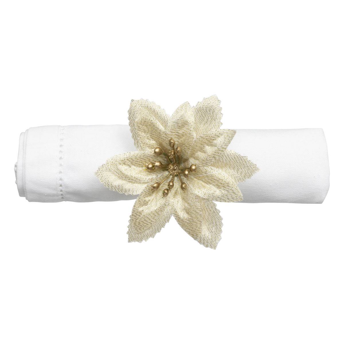 Rond De Serviette Poinsettia Doré X2 - Feeric Lights & Christmas