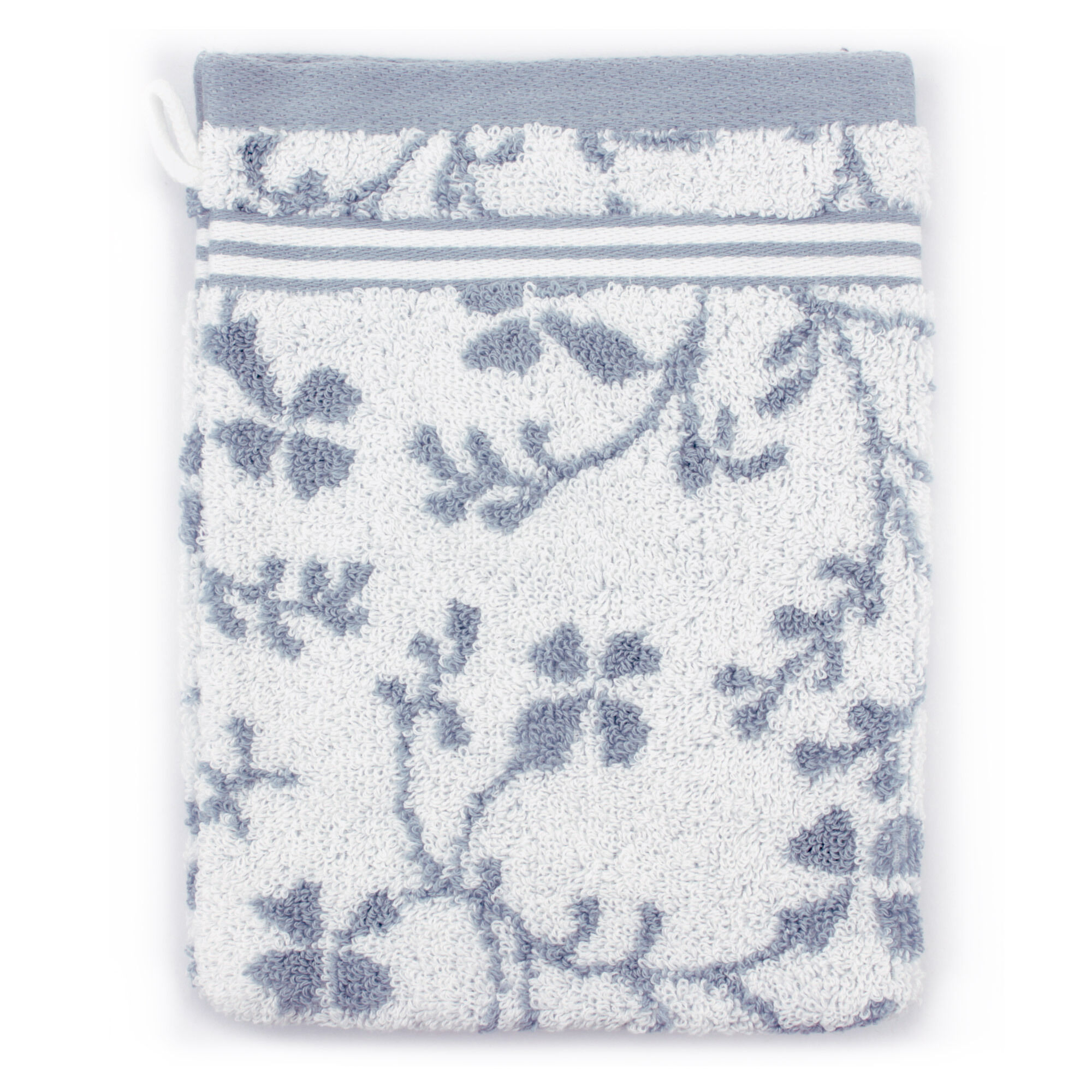 Gant De Toilette 16x21 Cm Vintage Floral Gris 550g/m2