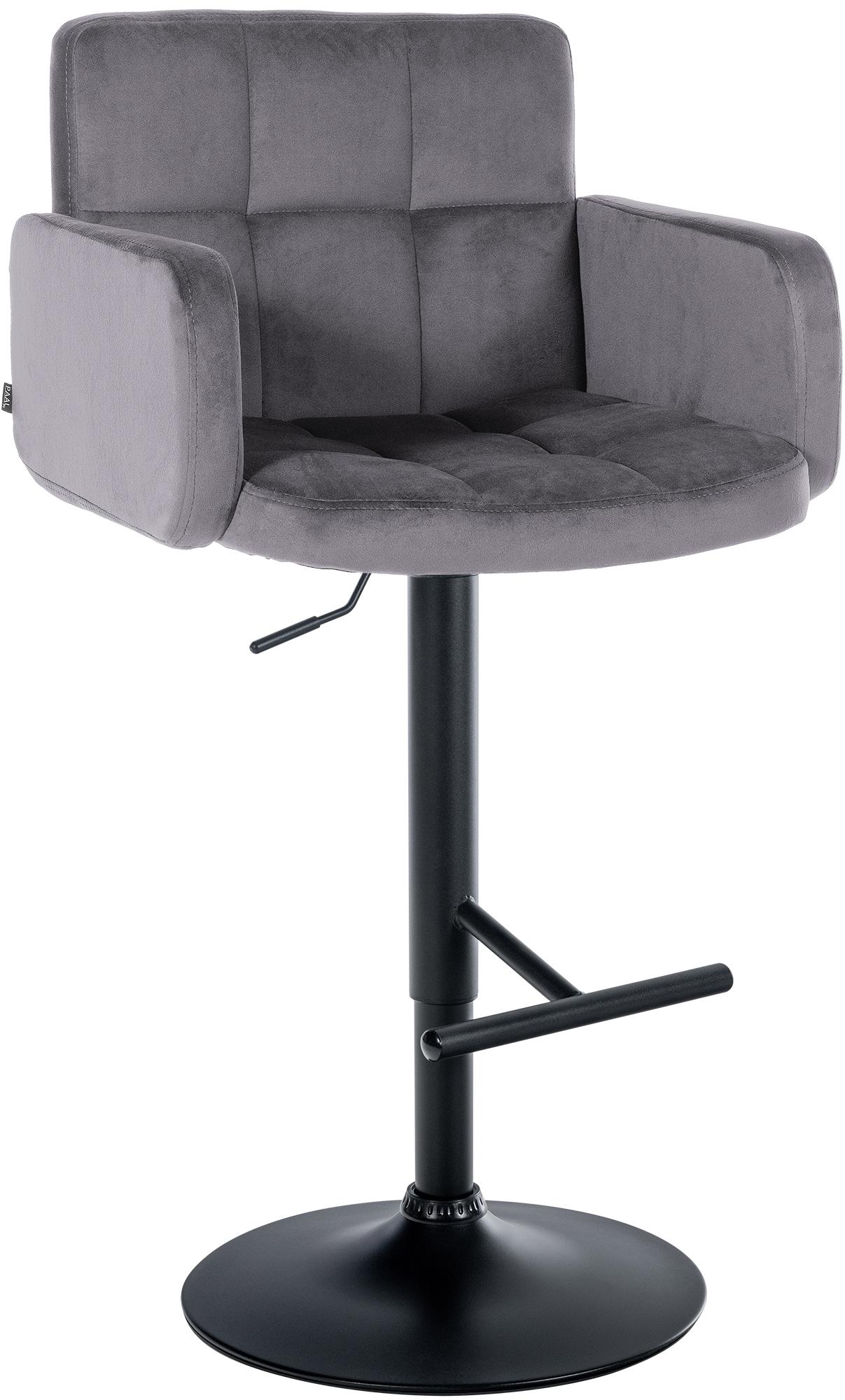 Tabouret De Bar Los Angeles Velours Noir Gris Foncé