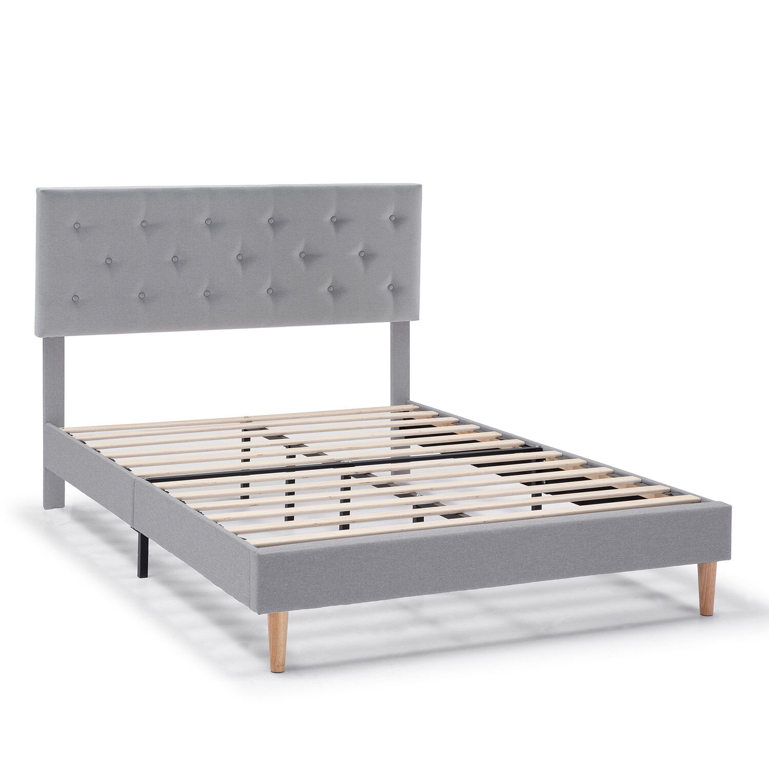 Cadre De Lit Rembourré Rosi 30 Cm, 150x190 Cm, Gris Clair