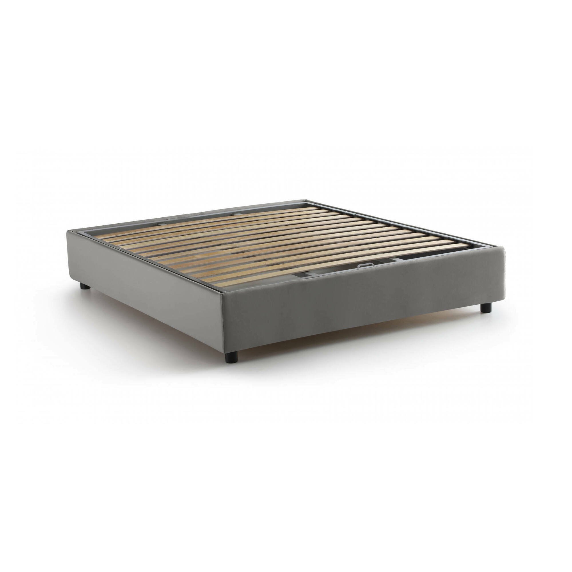 Lit Double En Tissu Gris 160x200 Cm