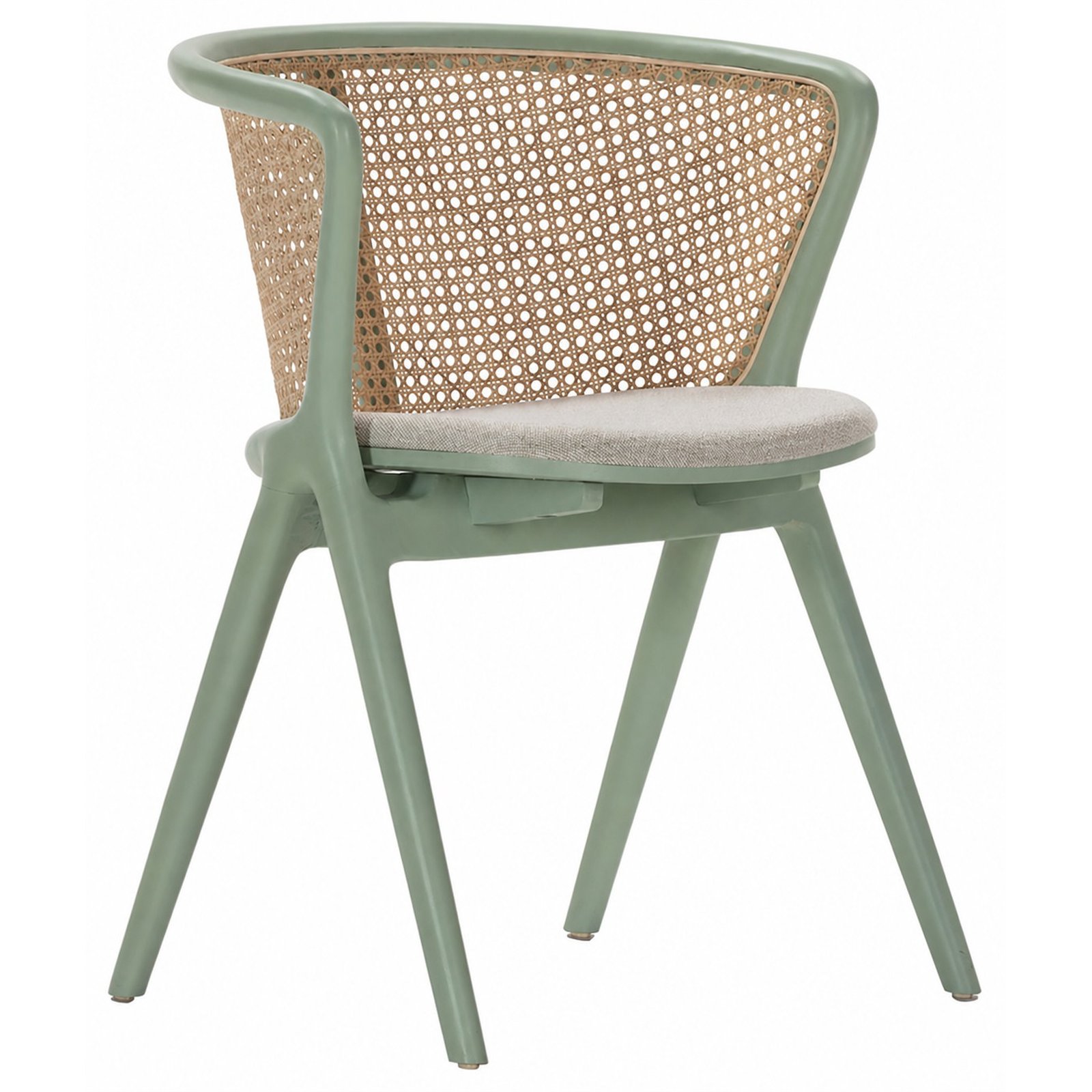 Chaise En Bois Et Rotin Au Charme Naturel - Vert, Naturel Et Beige