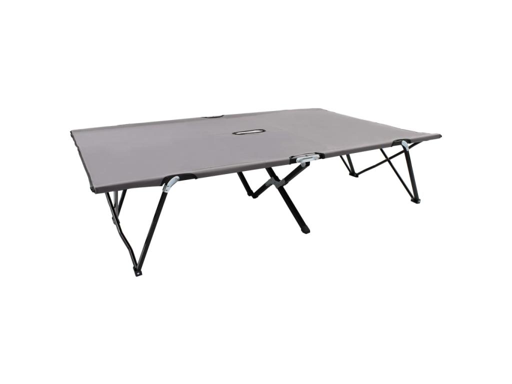 Transat Chaise Longue Bain De Soleil Lit De Jardin Terrasse Meuble D'extérieur Pliable 2 Places Gris Acier 02_0012789