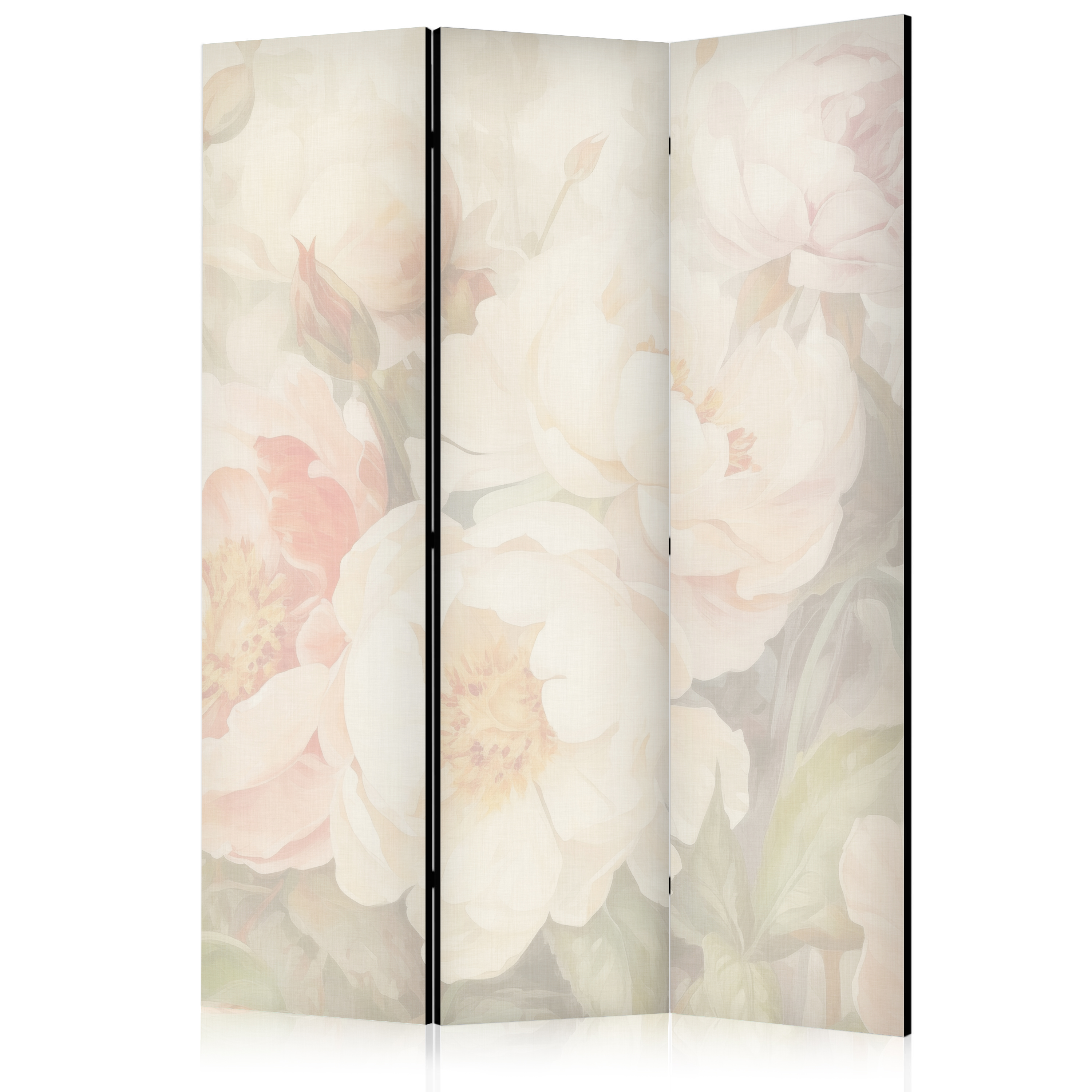 Paravent -grandes Fleurs Lumineuses Dans Une Brume Blanche 135x172