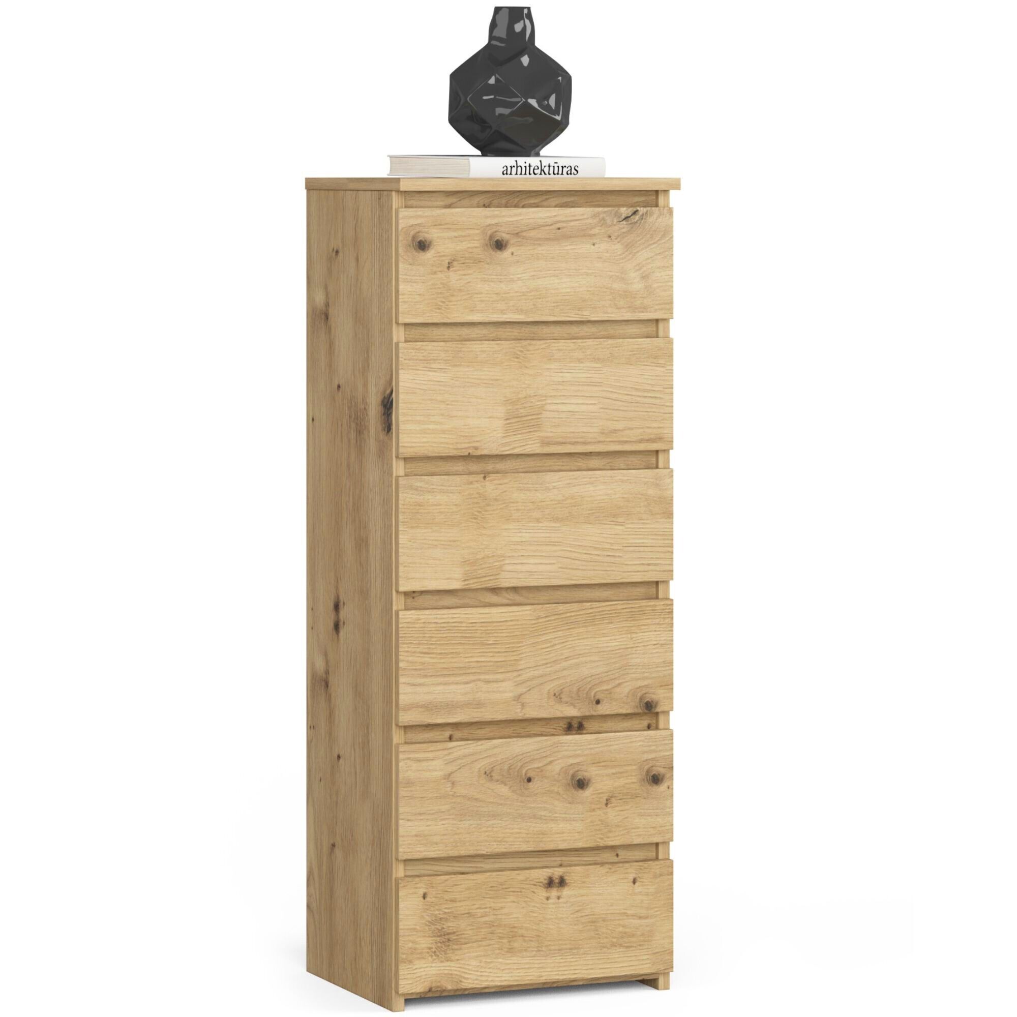 Commode Akord Cl6 Chêne Artisan 40 Cm 6 Tiroirs Façade Chêne Artisan 40x35x109 Cm