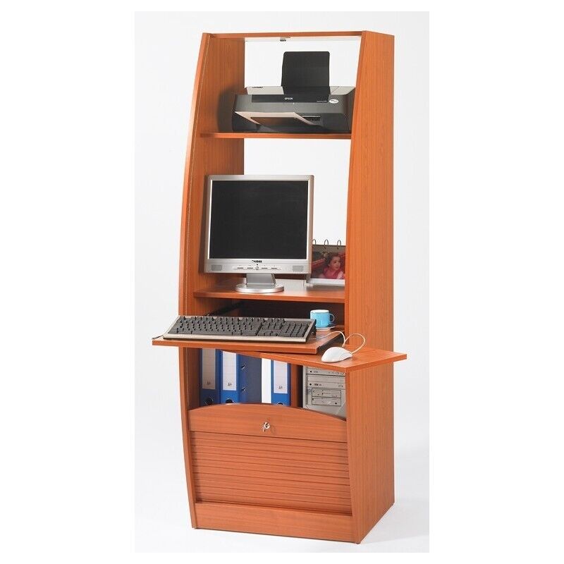 Armoire Informatique Beaux Meubles Pas Chers Galbée 60 Cm 5 Niches Merisier Panneaux Particules