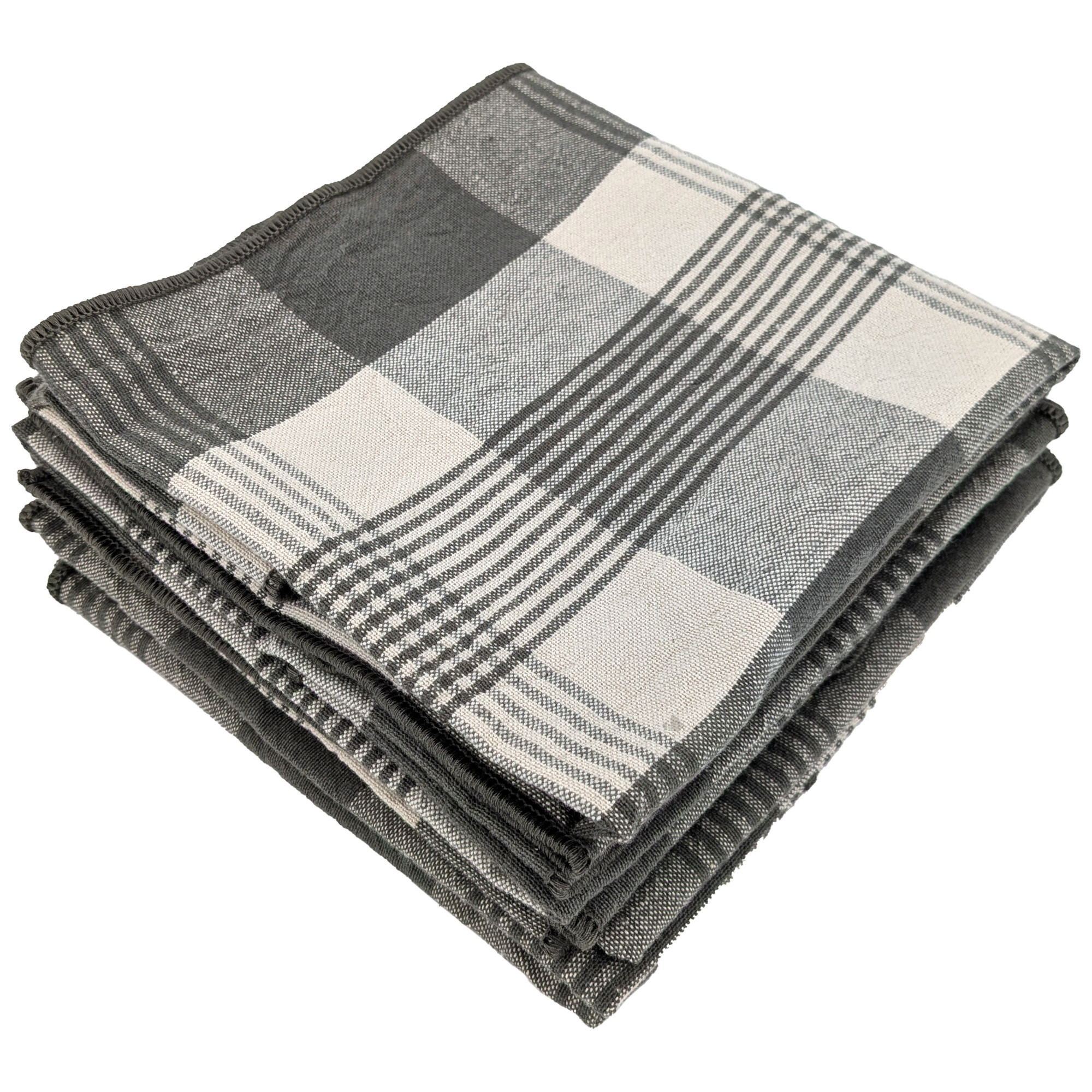Lot De 6 Serviettes De Table 42x42 Cm Collection Ness En Coton Fil Teint À Carreaux