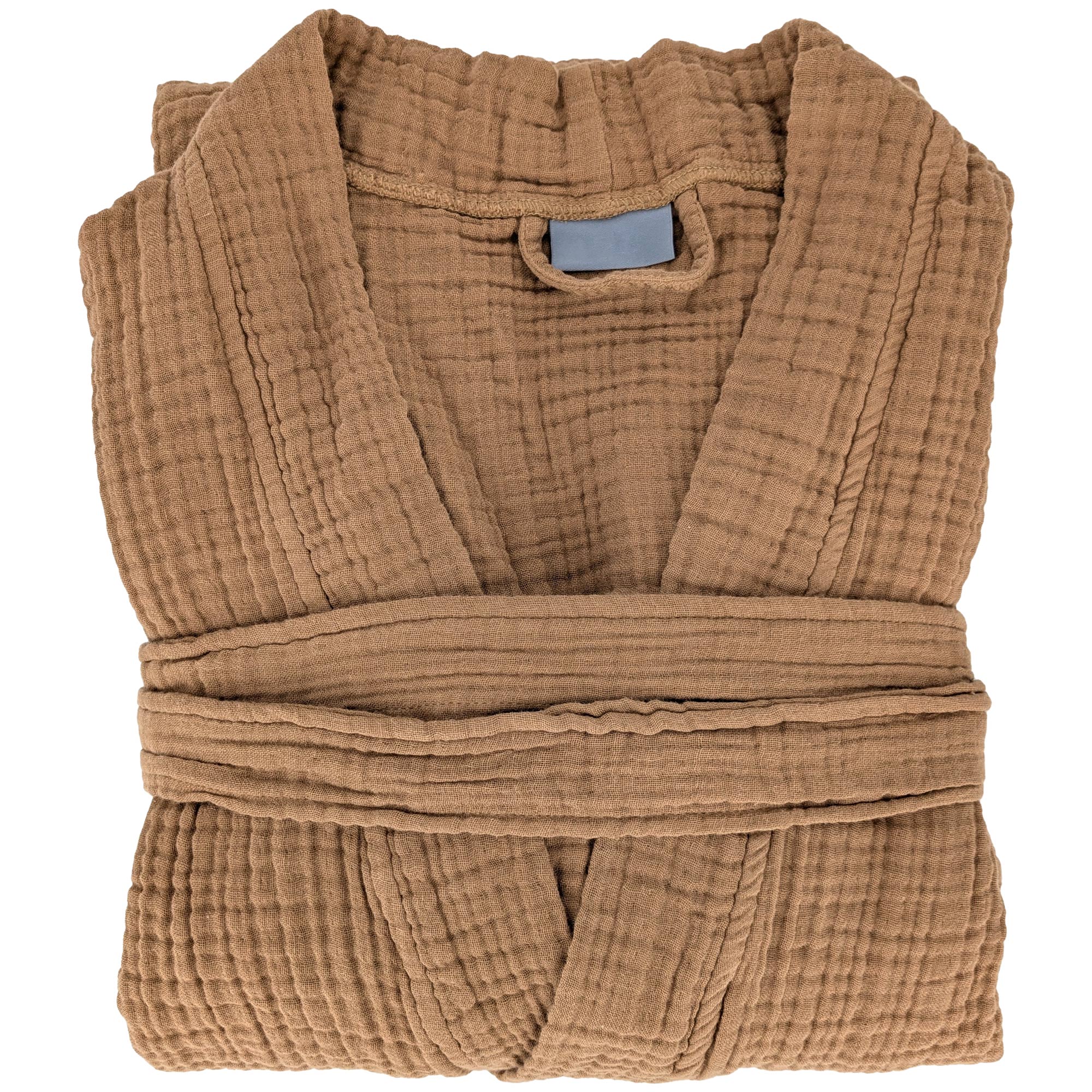 Peignoir Col Kimono Kea Mousseline De Coton Taille S-m Marron Cognac
