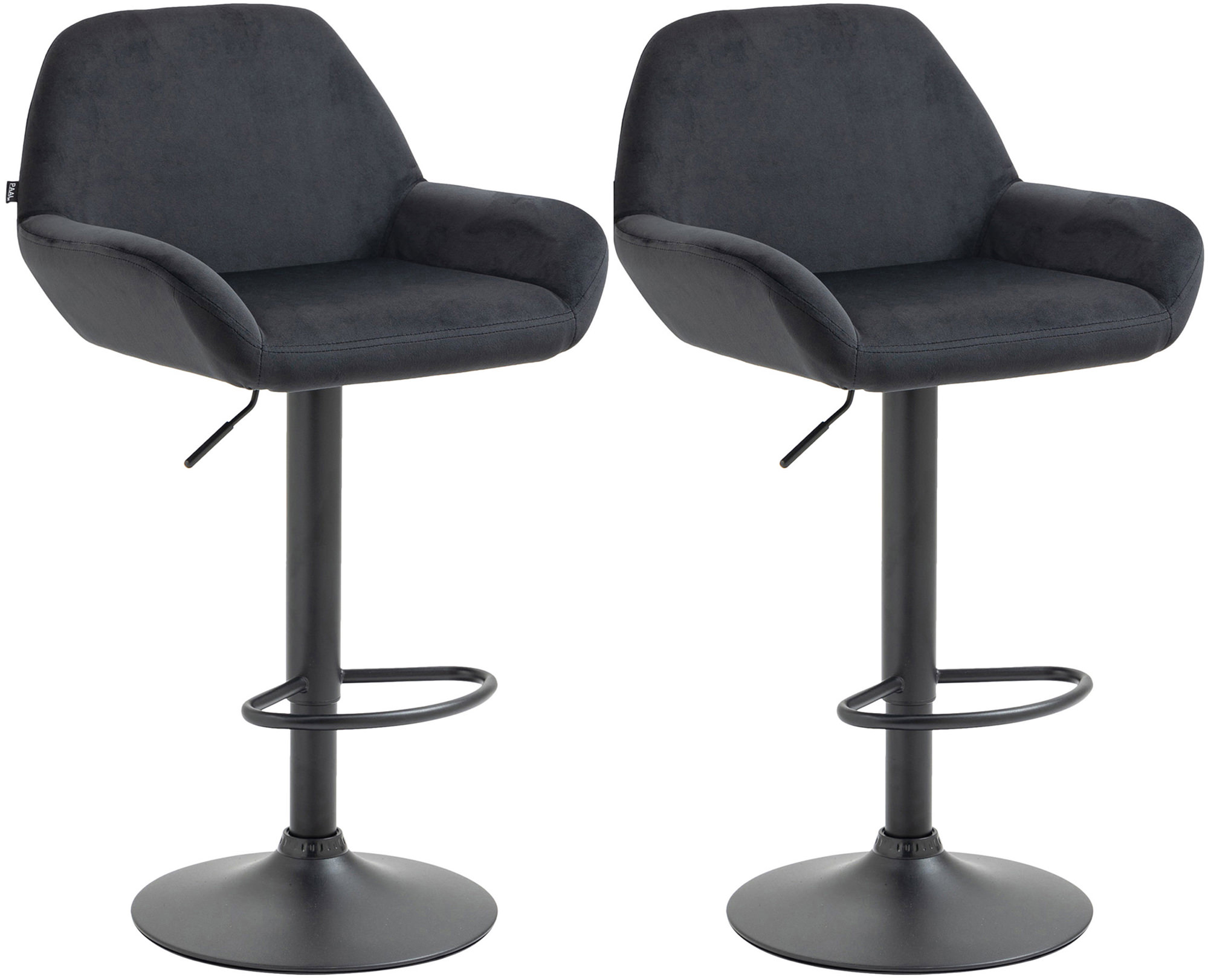 Lot De 2 Tabourets De Bar Braga Velours Noir Noir