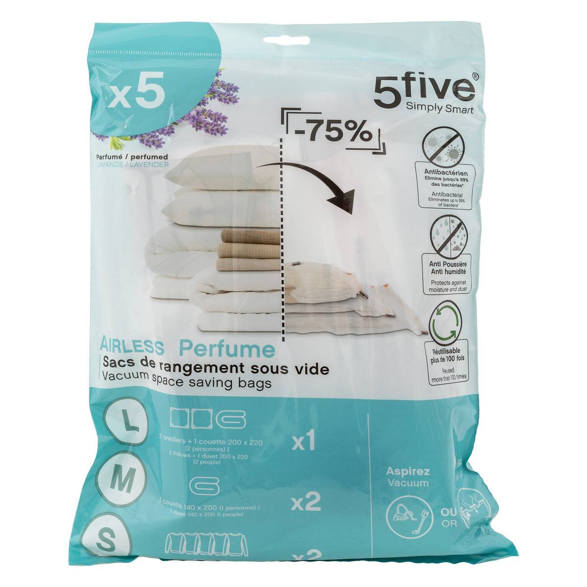 Lot De 5 Sacs Compresseurs D'air Parfumés - 5five