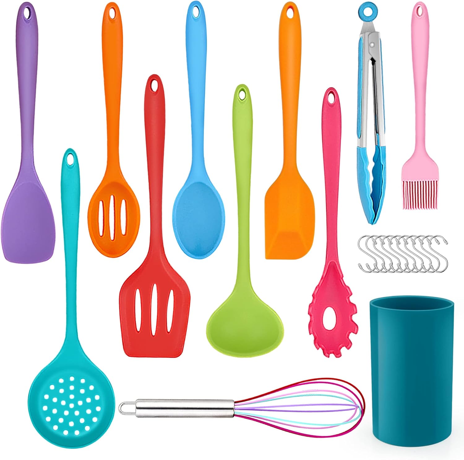 Lot De 22 Ustensiles De Cuisine En Silicone Avec Support D'ustensiles