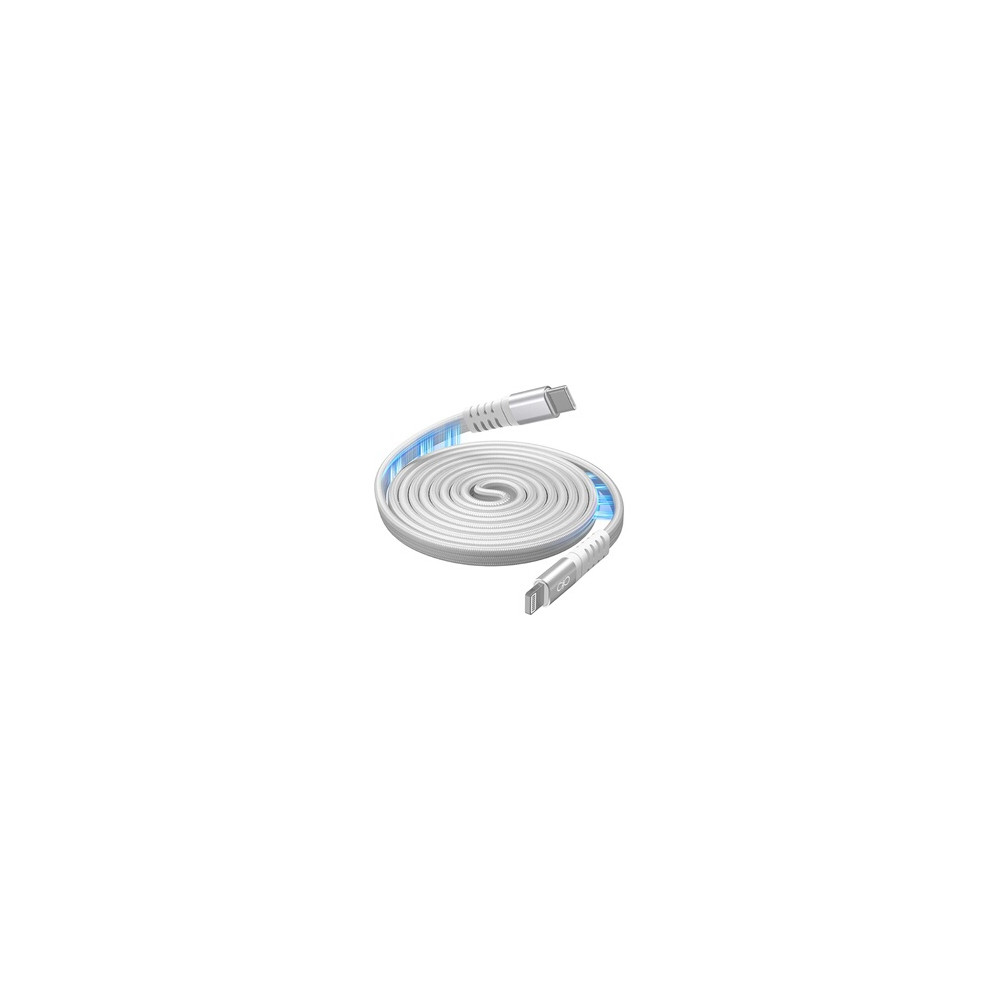 Câble Usb-c Vers Lightning Force Power Magnétique Renforcé Nylon Blanc 1,2m