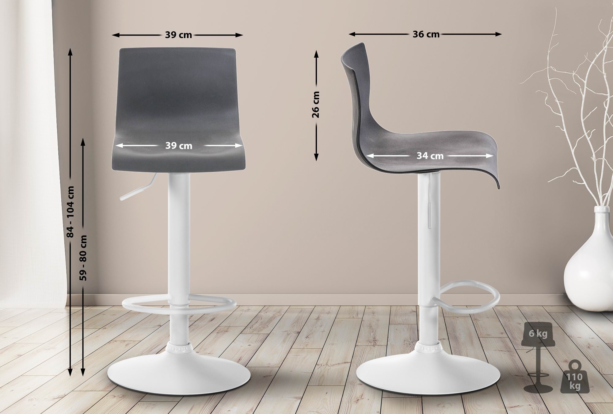 Tabouret De Bar Hoover W Gris