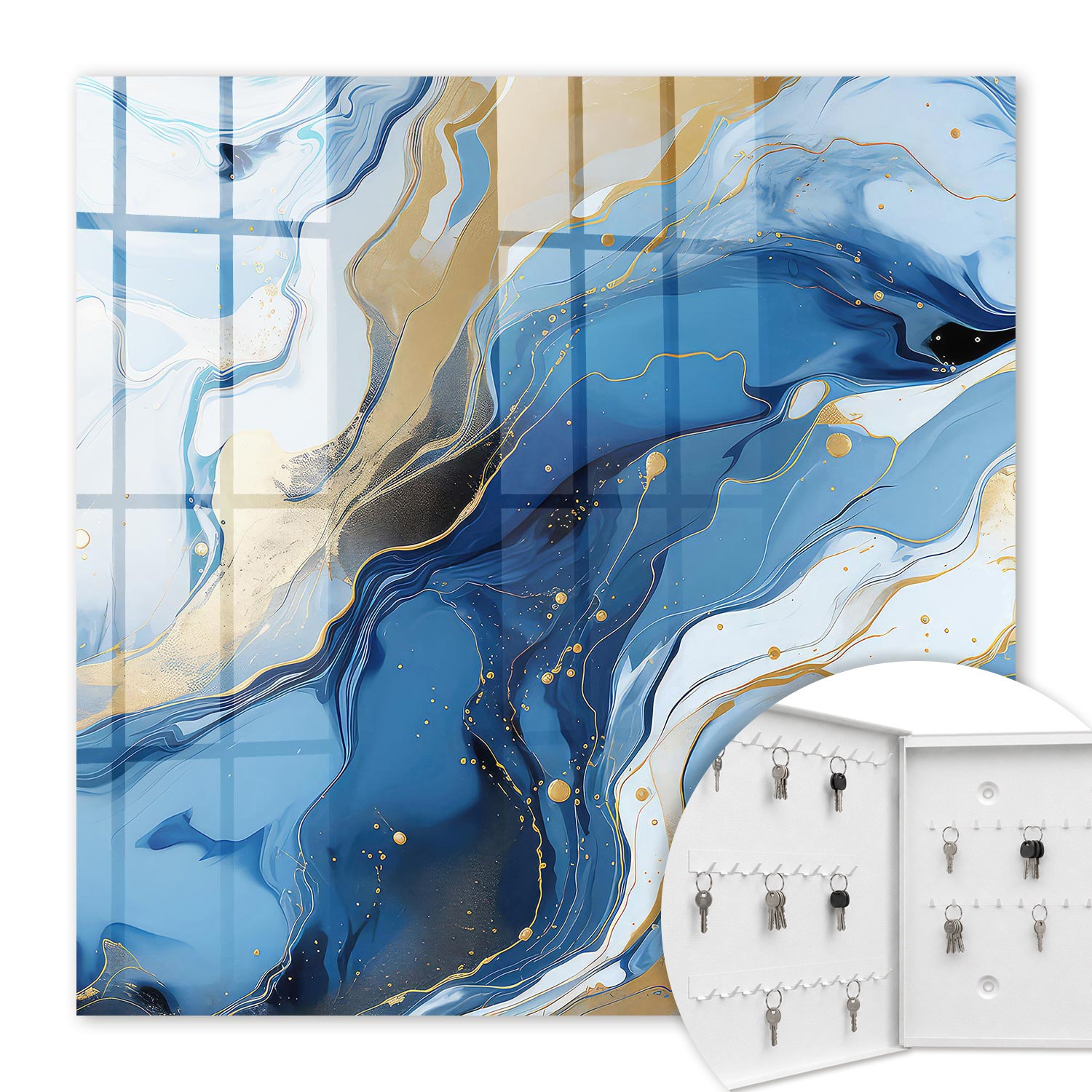 Armoire À Clés - (30 Cm X 30 Cm) - Boîte À Clés Murale - Coffret De Rangement Pour Clés - Couleur Blanche - Ouverture Vers La Gauche - Pour Maison Et Bureau - Tourbillon Coloré