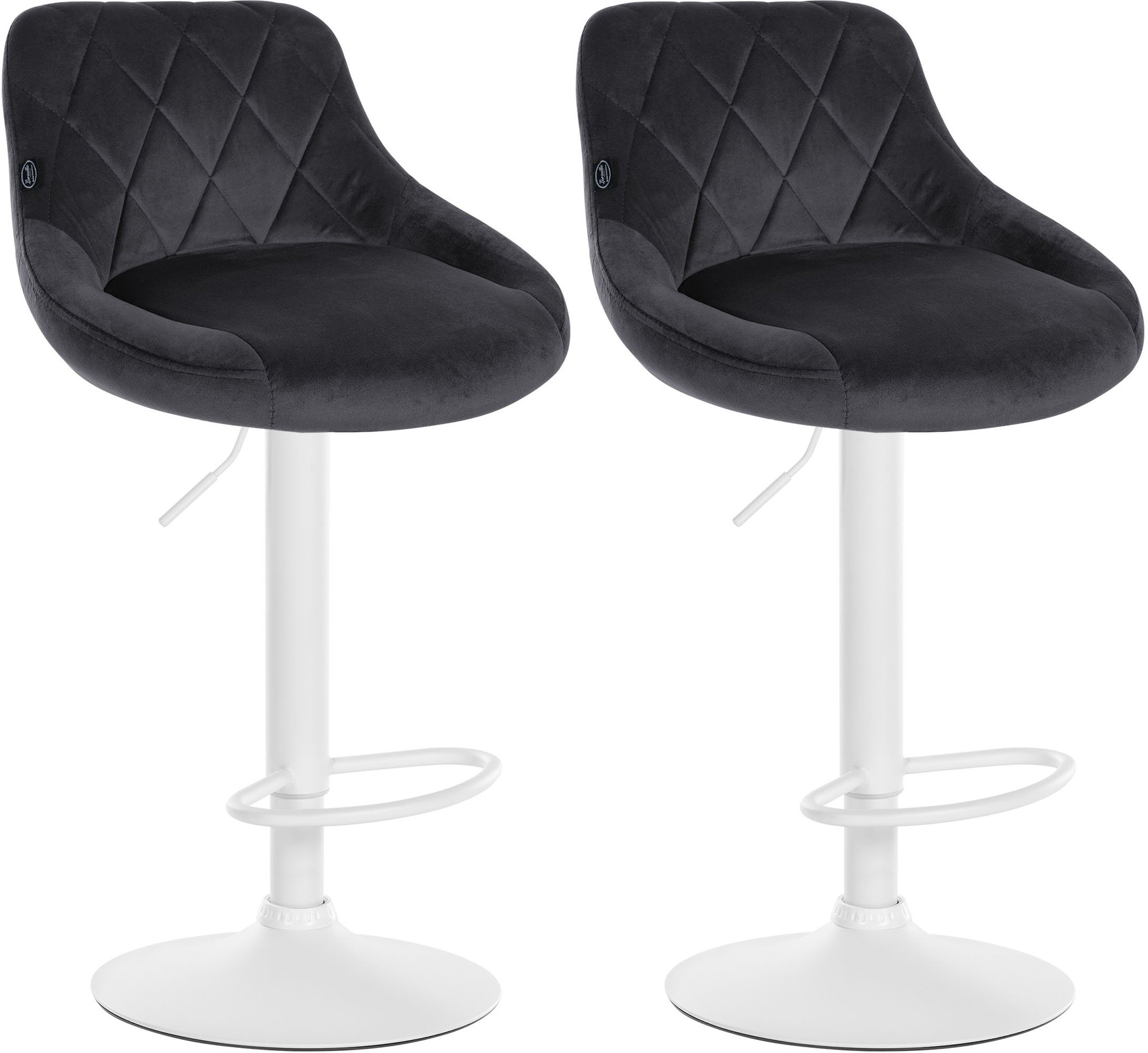 Lot De 2 Tabourets De Bar Lazio Velours Blanc Gris Foncé