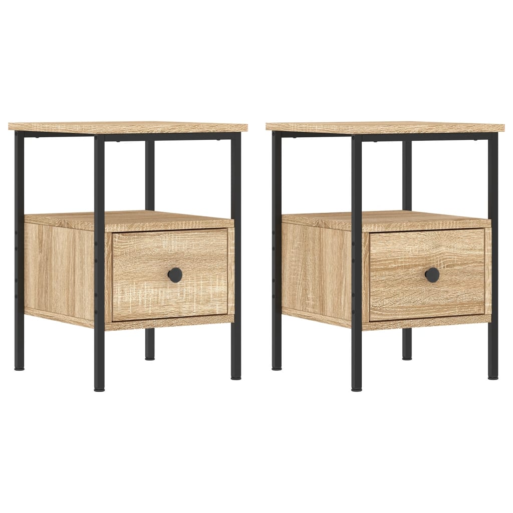 Lot De 2 Tables De Chevet Avec Tiroir Et Étagère 34 X 36 X Dec035221