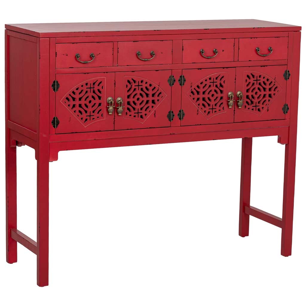 Meuble D'entrée En Bois Rouge 120x40x102 Cm (h)