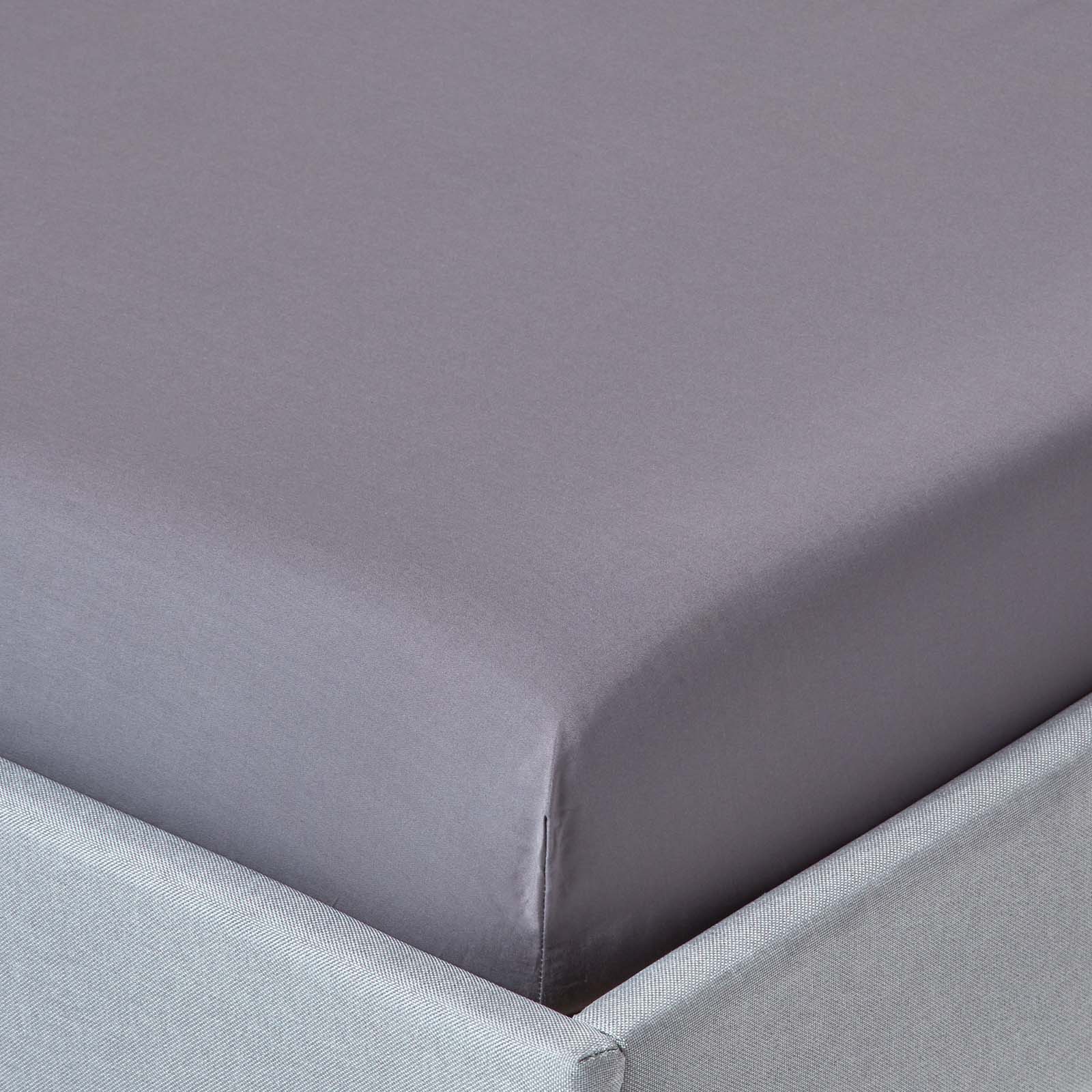 Drap-housse 160x200cm Gris Fonce Coton Égyptien 200tc Homescapes