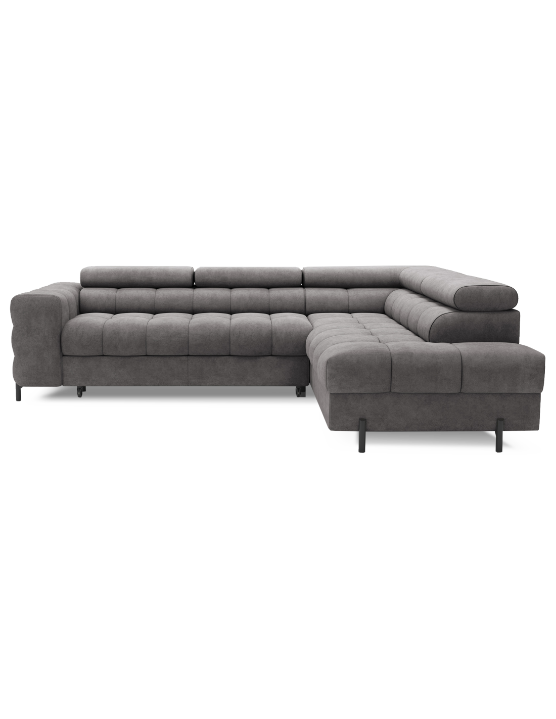 Canapé Ferrum Gris Convertible 5 Places Angle Droit Appuie-têtes Réglables 276x93x200cm