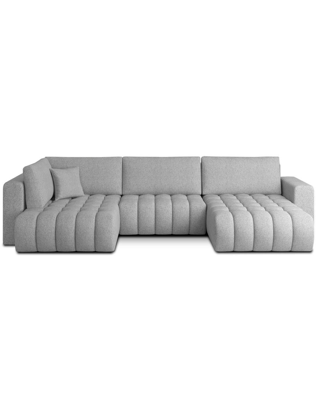 Canapé D'Angle Bonita Convertible 6 Places Gris Clair Tissu Chenillé - Droit - 350x175cm