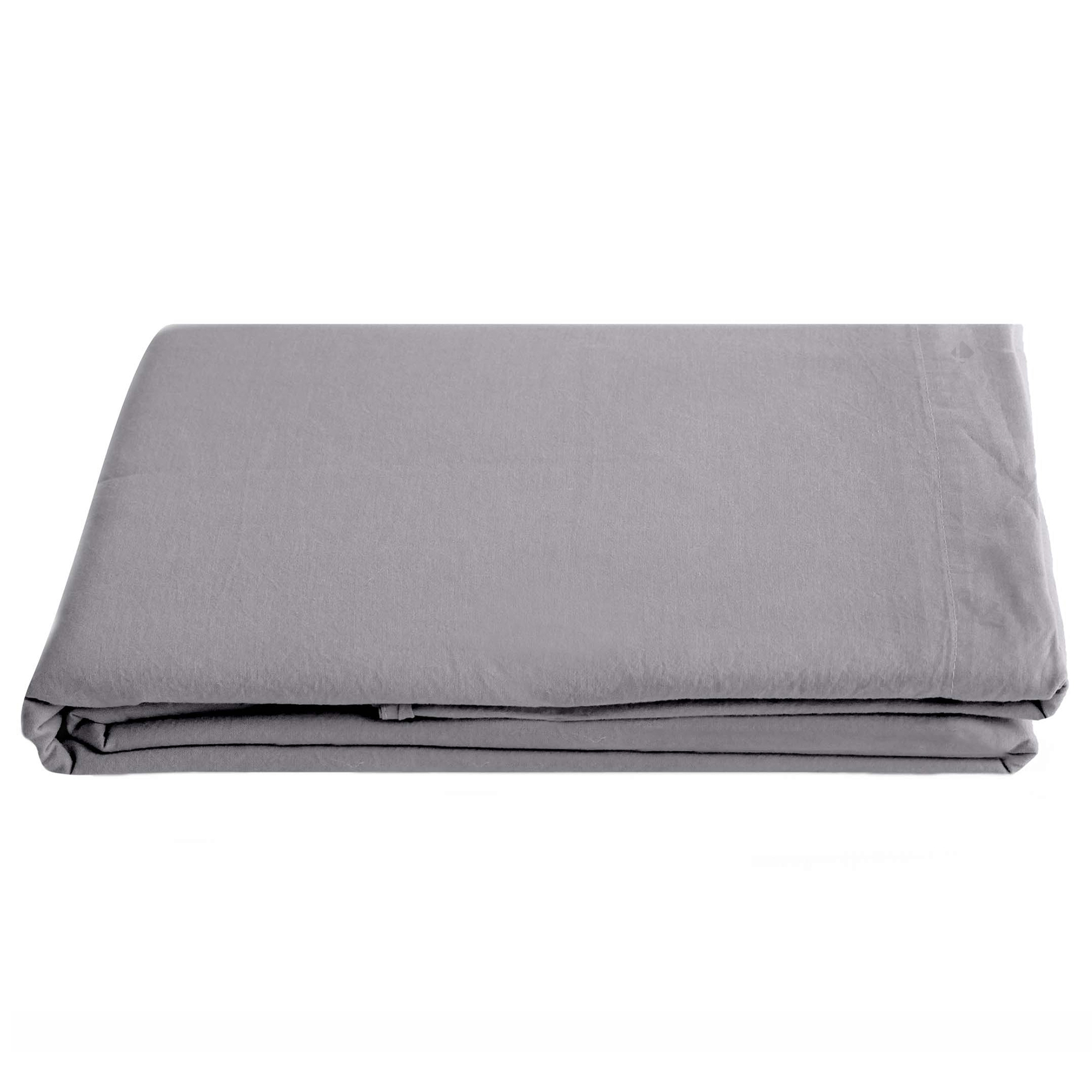 Drap Plat Palace Pur Coton Lavé 270x290 Cm Uni Gris Acier