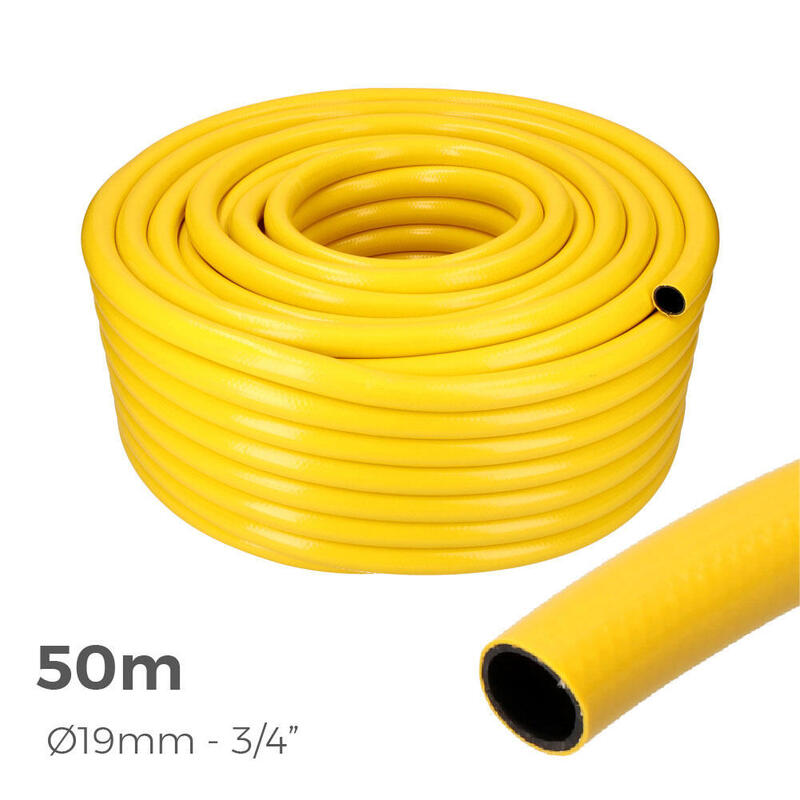 Tuyau D'arrosage Jaune, Interieur 19 Mm, Exterieur 23 Mm (3/4"), Rouleau De 50 M
