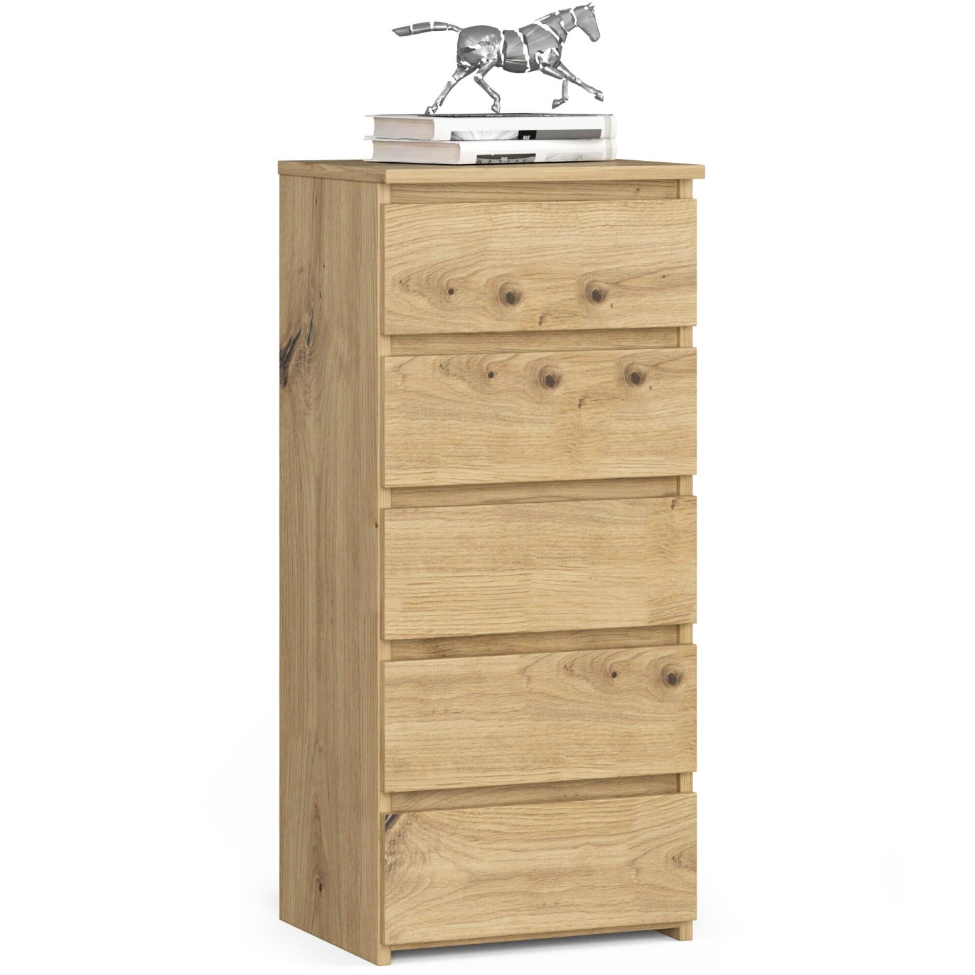 Commode Akord Cl5 Chêne Artisan 40 Cm 5 Tiroirs Façade Chêne Artisan 40x35x92 Cm