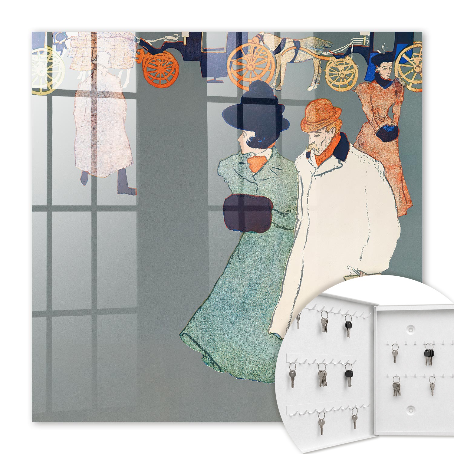 Armoire À Clés - (30 Cm X 30 Cm) - Boîte À Clés Murale - Coffret De Rangement Pour Clés - Couleur Blanche - Ouverture Vers La Gauche - Pour Maison Et Bureau - Promenade En Ville