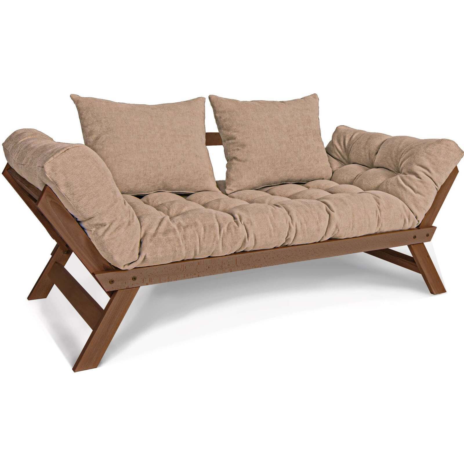 Canapé Lit Allegro - 80 X 203 Cm - Bois Clair Et Marron
