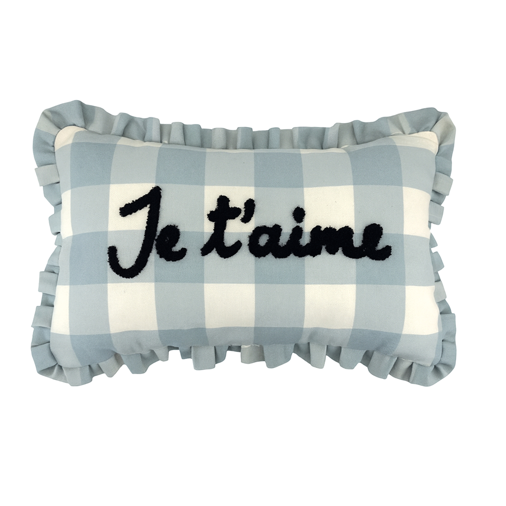 Coussin Rectangulaire À Carreaux "je T'aime"