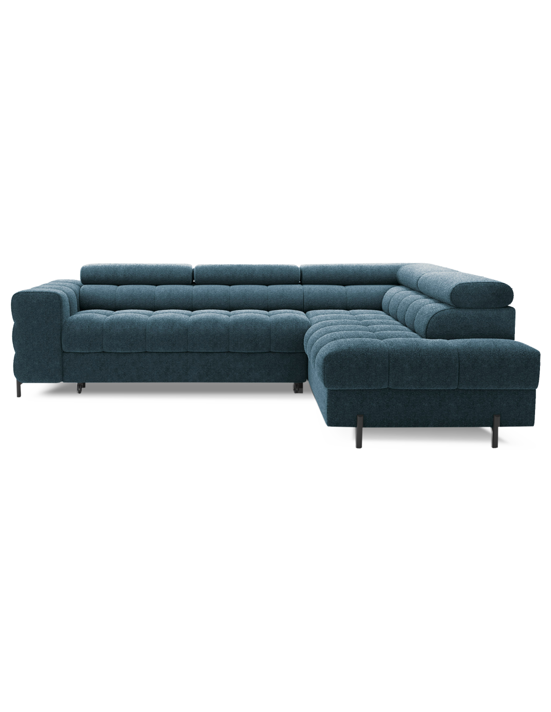 Canapé D'Angle Droit Ferrum Bleu Foncé Avec Coffre Mousse Hr 276x93x200cm