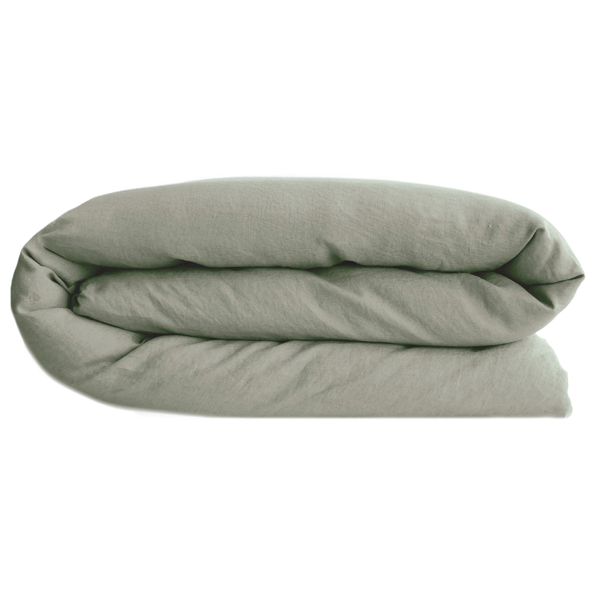 Housse De Couette Palace Pur Coton Lavé 200x200 Cm Uni Vert Laurier