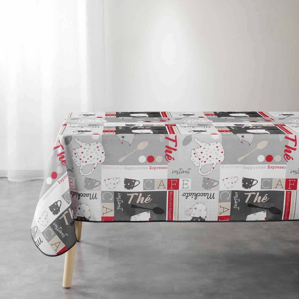 Nappe Imprimée "déjeuner" 150x240cm Gris