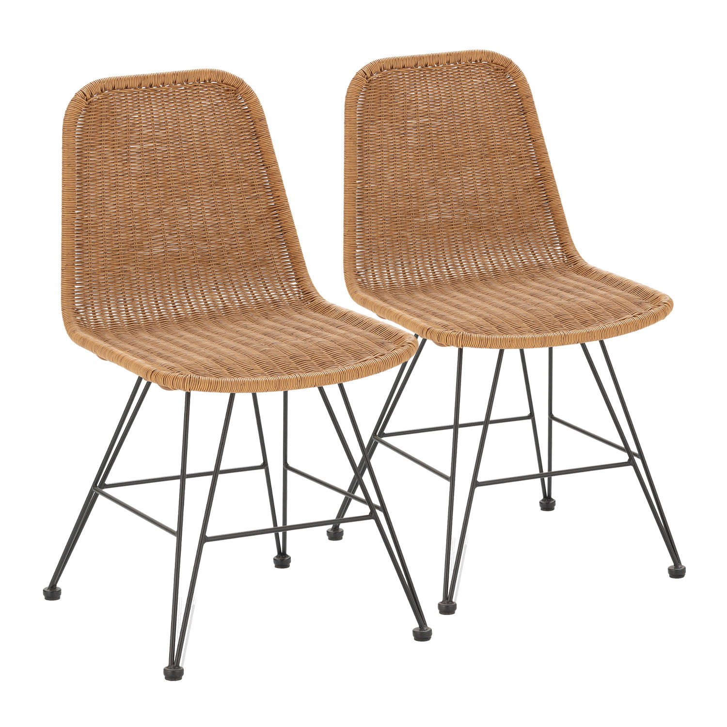 Pack De 2 Chaises De Salle À Manger Ou De Jardin Beth Ratan/noir