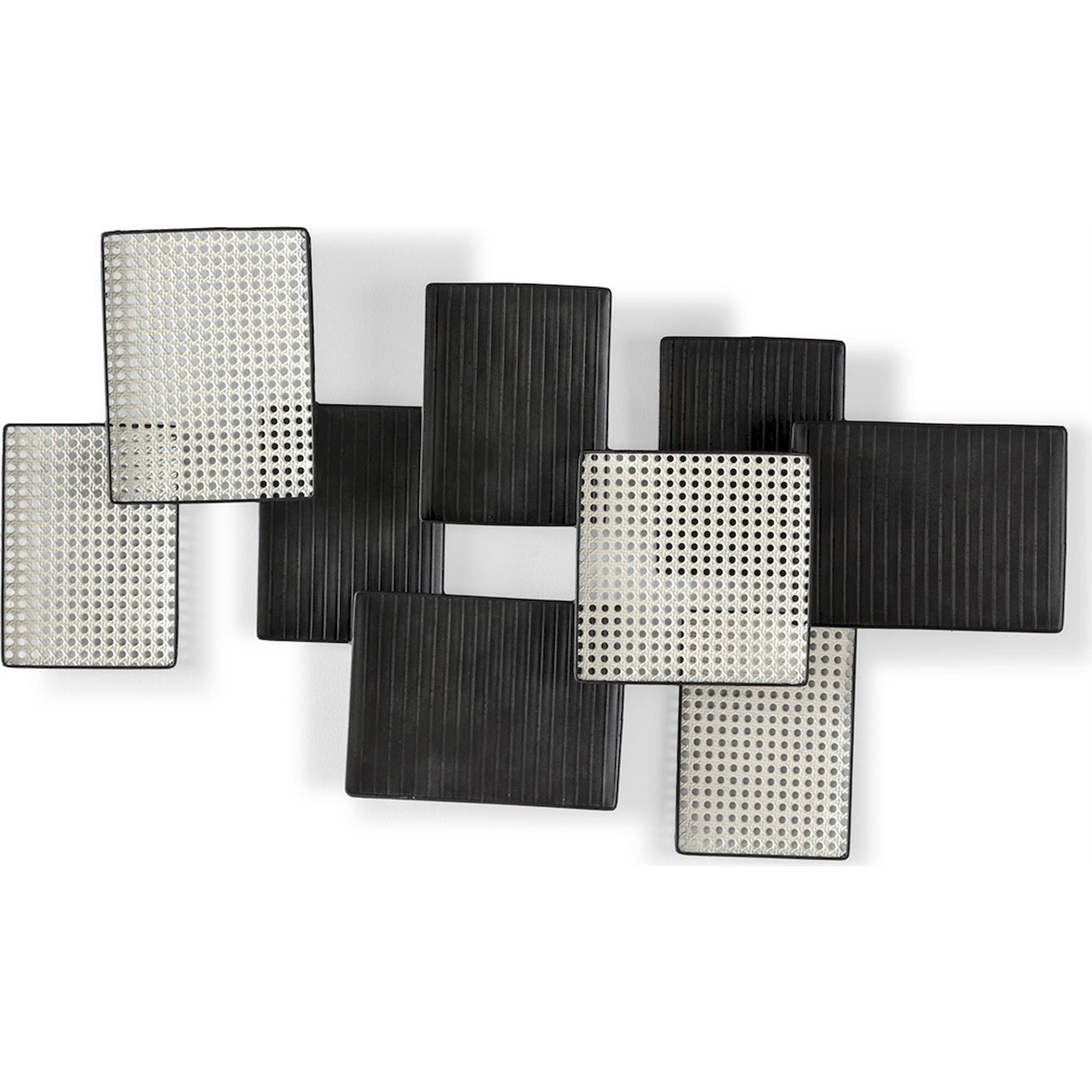 Décoration Murale Design Métal Blanc Noir Style Contemporain - Noir Et Blanc Géométrique