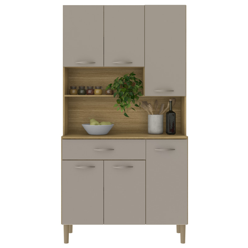 Buffet De Cuisine Beaux Meubles Pas Chers Apolo 6 Portes 1 Tiroir 7 Niches Taupe Clair