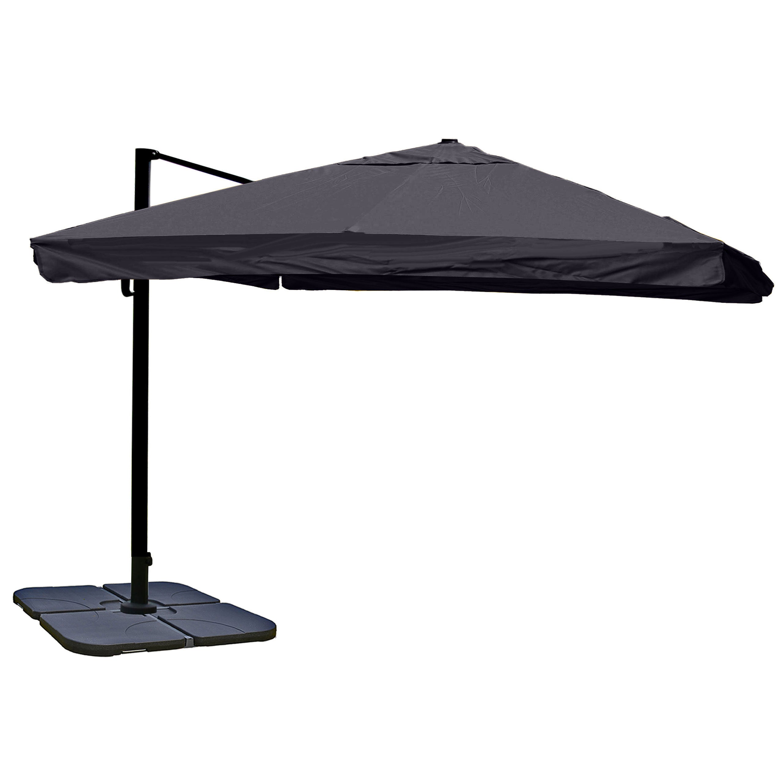 Parasol Déporté 5 M + Pied Rotatif - Toile Polyester Anthracite + Structure Alu-acier 04_0007956