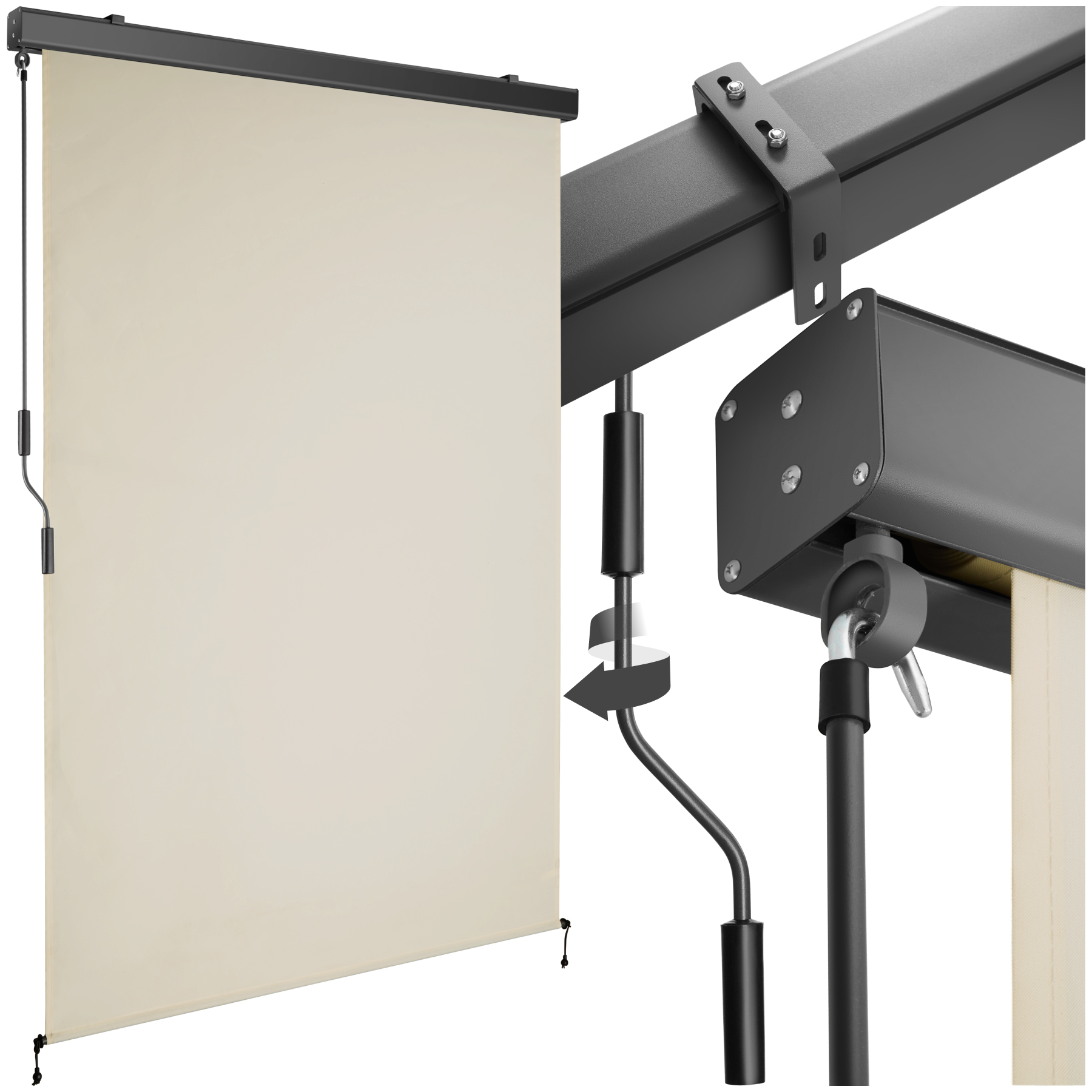 Store Banne Verticale 2 Supports Muraux 120 X 250 Cm Beige